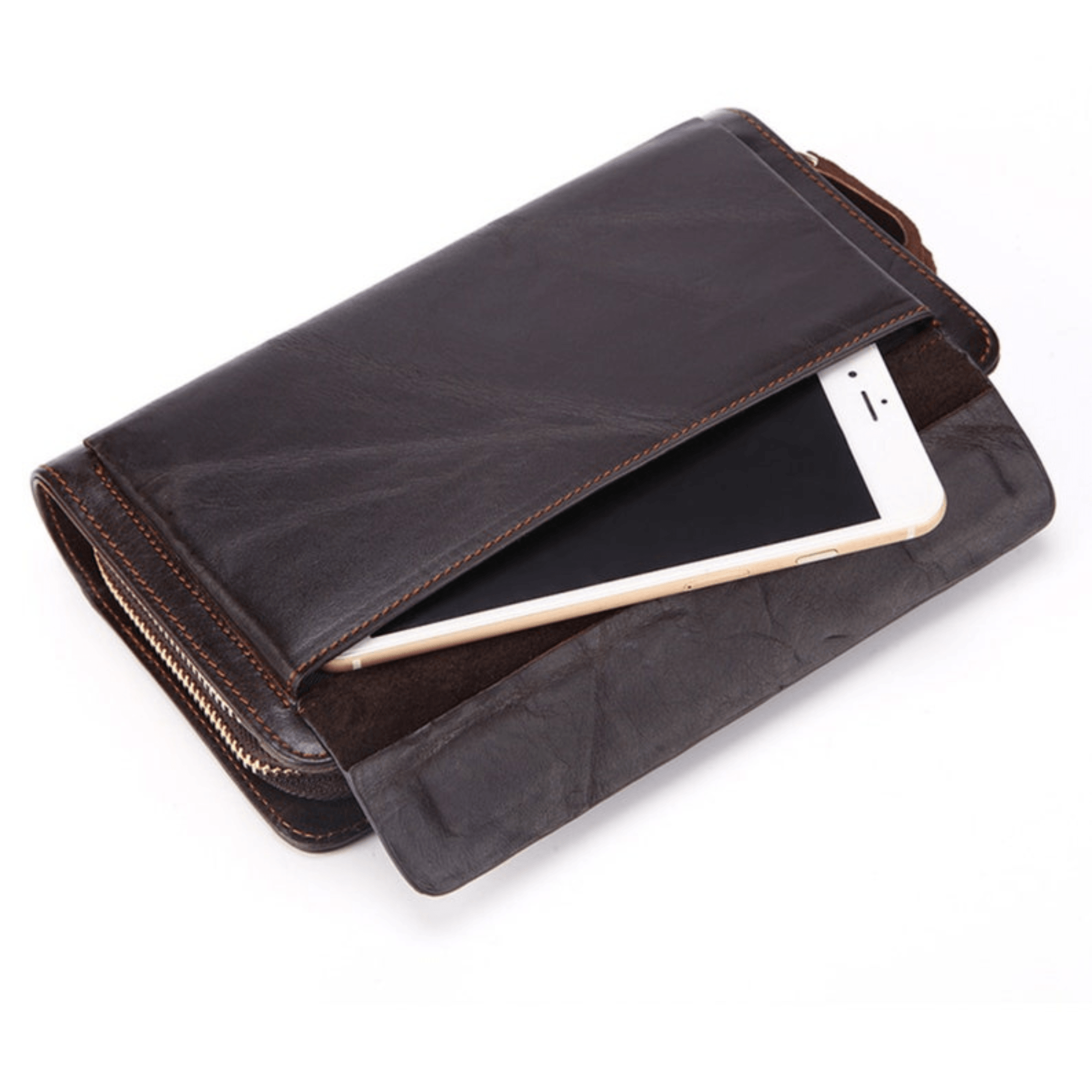 Premium Leather Men's Clutch - Sophisticated Organization for the Modern Gentleman - Leather Shop Factory