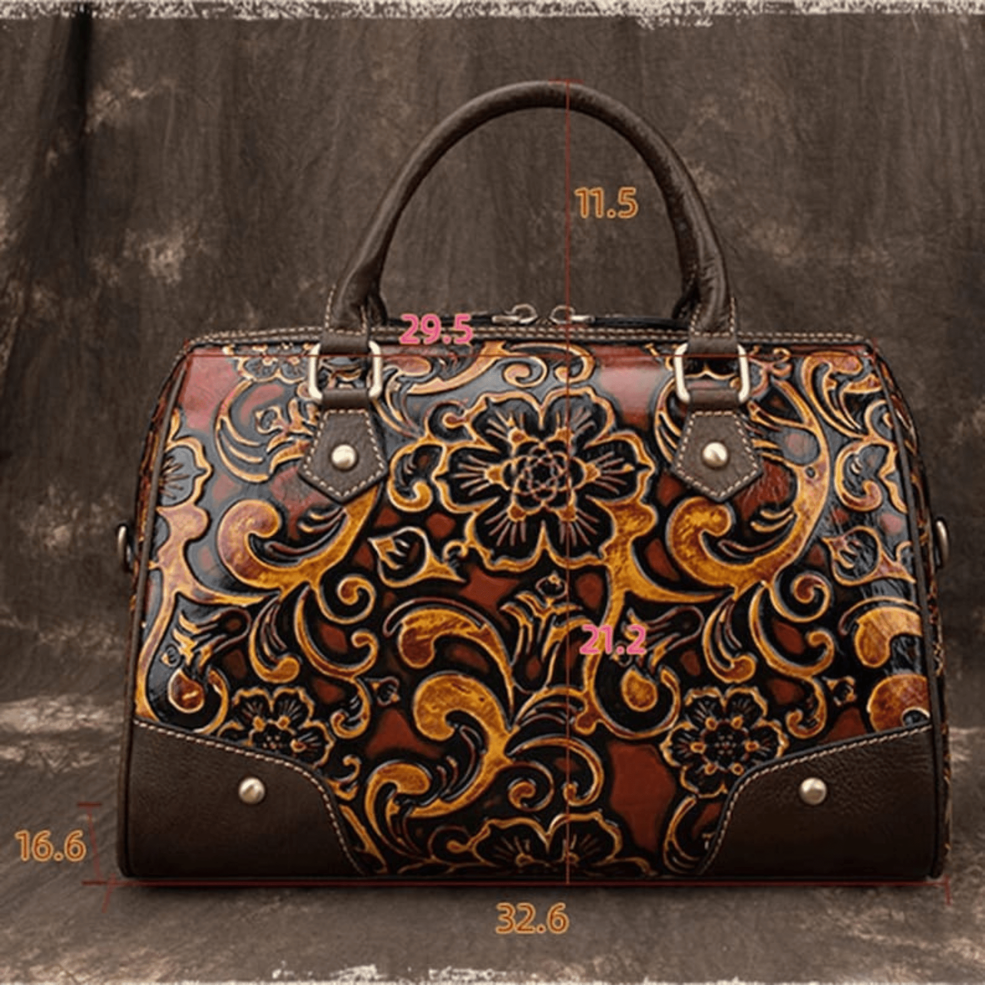 Floral Leather Crossbody: Retro Bag for Women - Leather Shop Factory