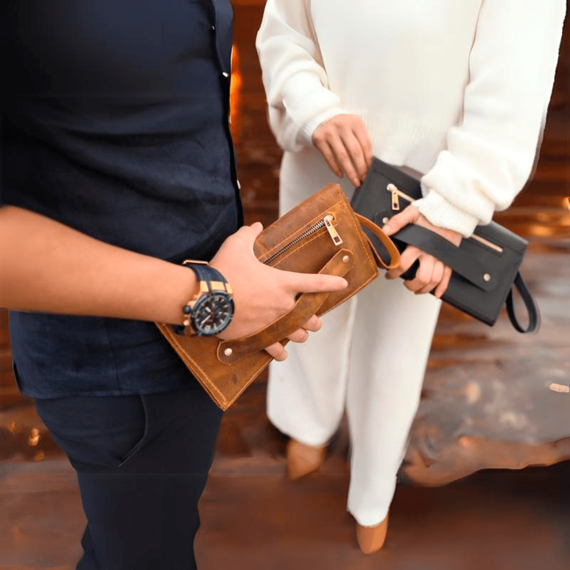 Unisex Clutch with handle - Leather Shop Factory
