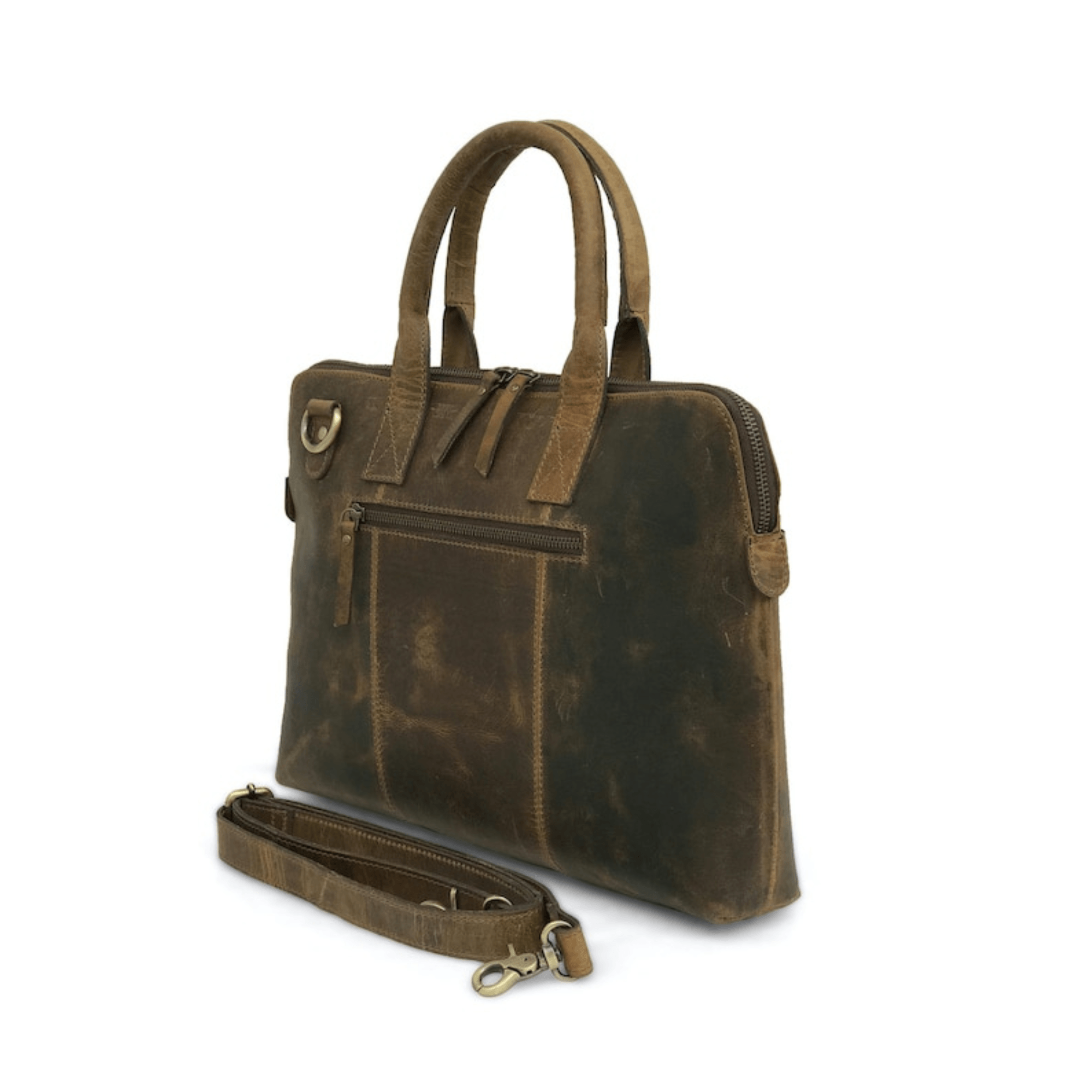 Elegant Glossy Brown Laptop Sleeve Bag - Leather Shop Factory