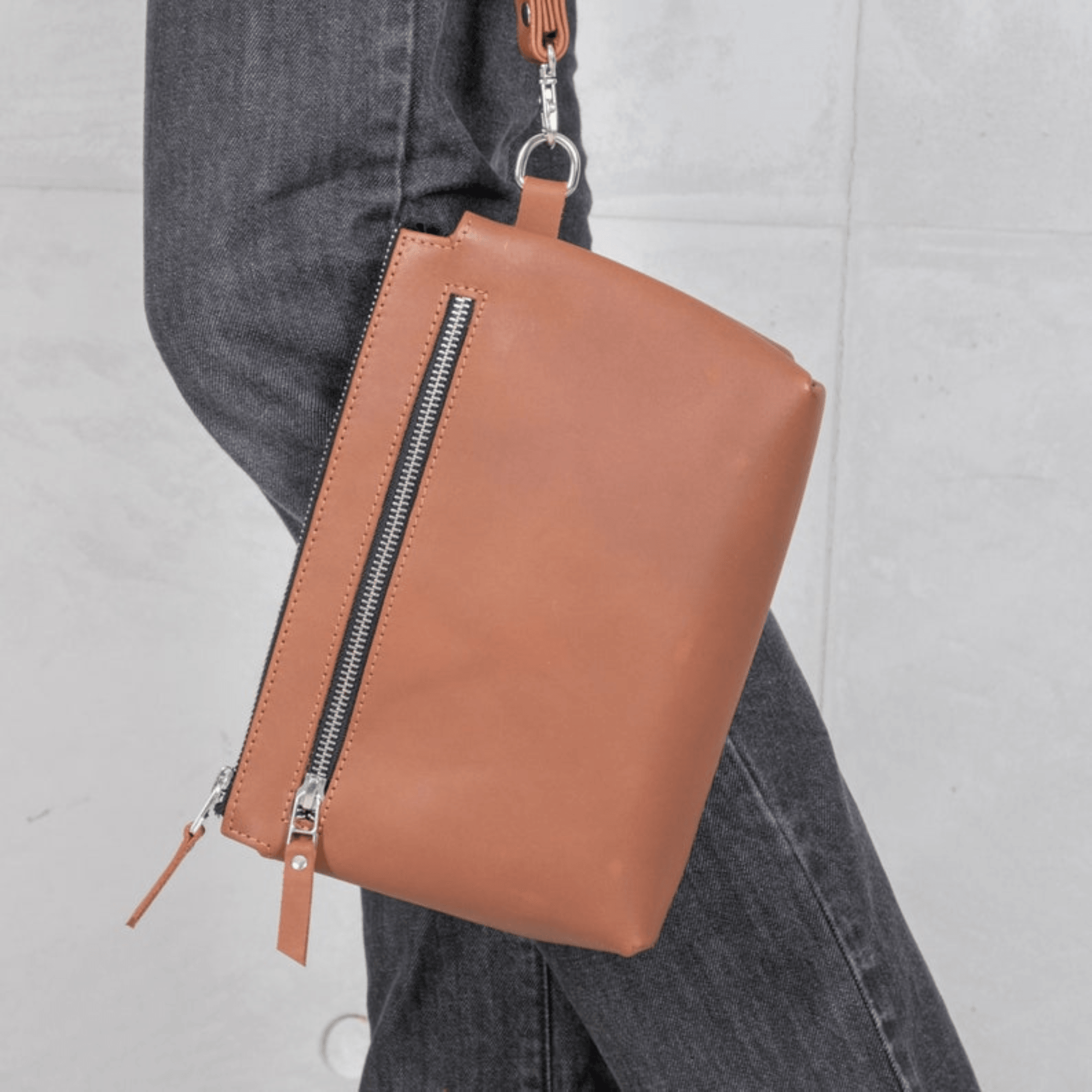 Leather wristlet clutch bag men - Leather Shop Factory