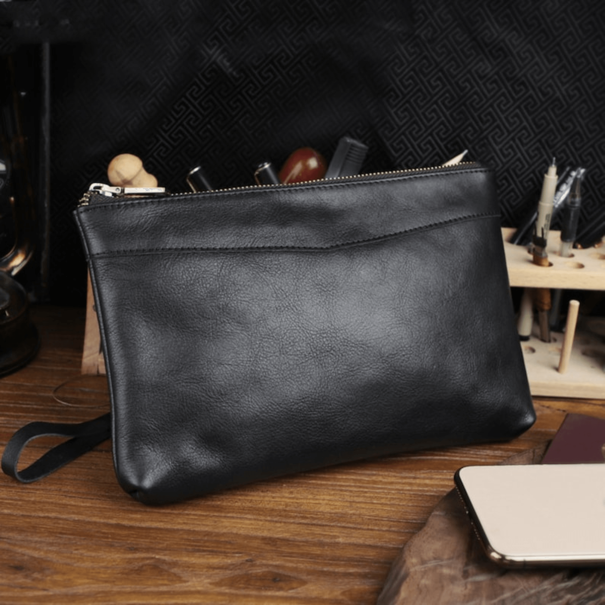Handcrafted Leather Clutch for Stylish Men - Leather Shop Factory