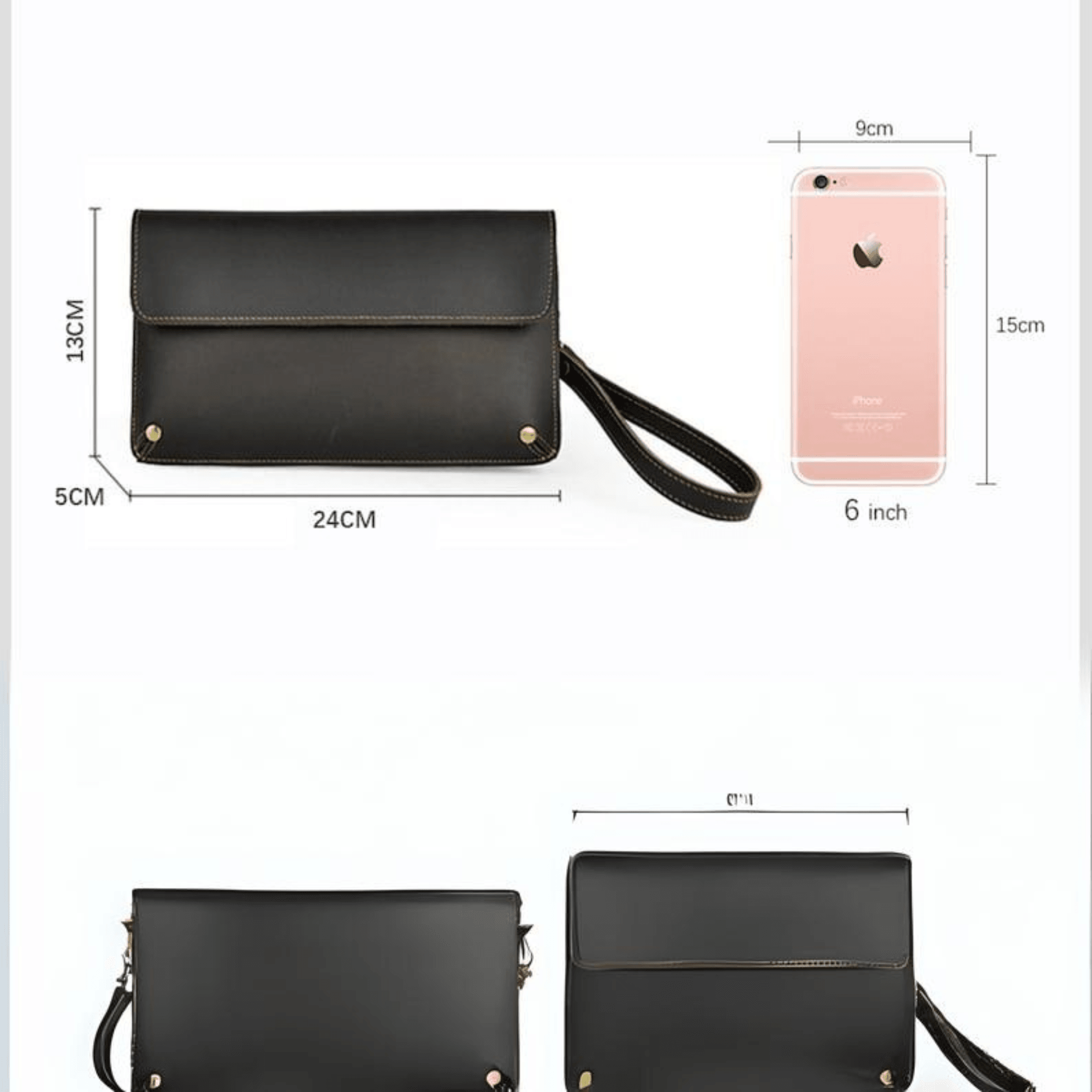 Men's Leather Phone Clutch Wallet - Leather Shop Factory