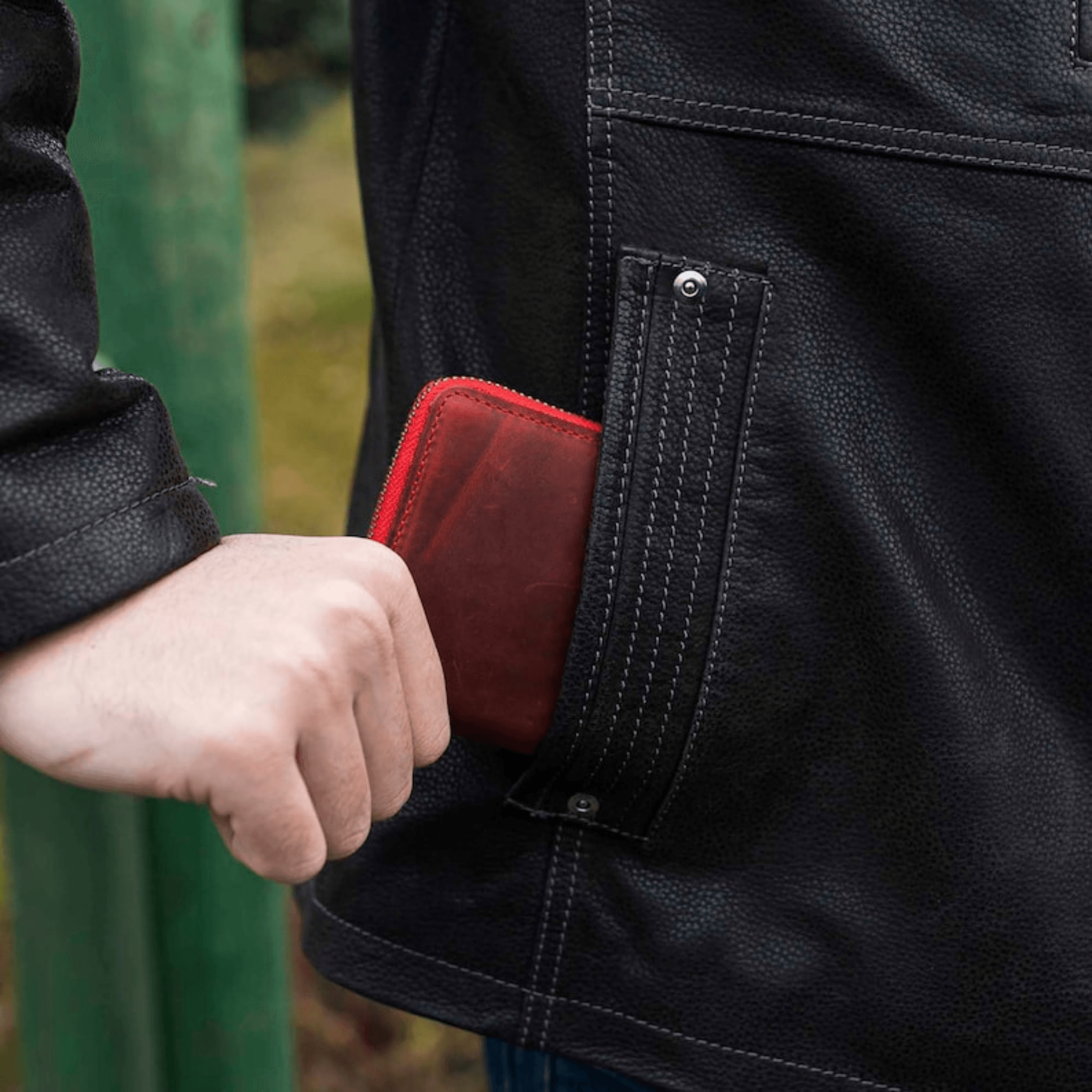 Handmade leather zipper wallet - Leather Shop Factory