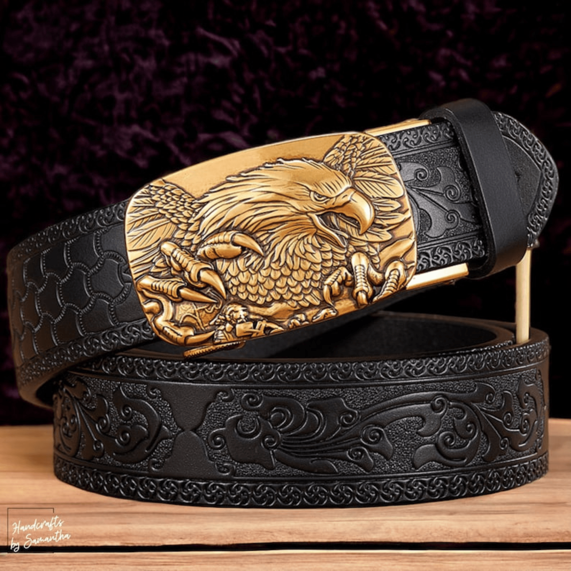 Mens Eagle Leather Belt - Leather Shop Factory