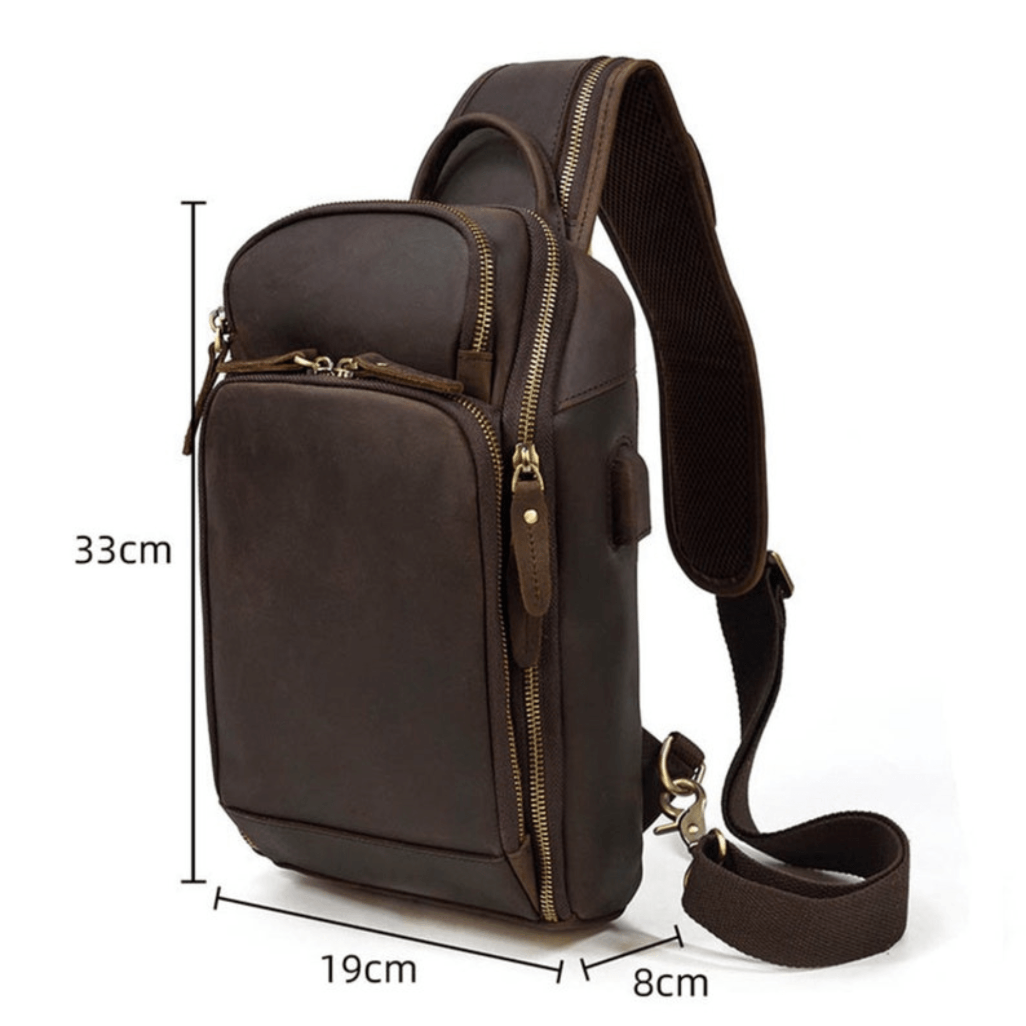 Sling Bag with Adjustable Strap and Multiple Pockets - Leather Shop Factory