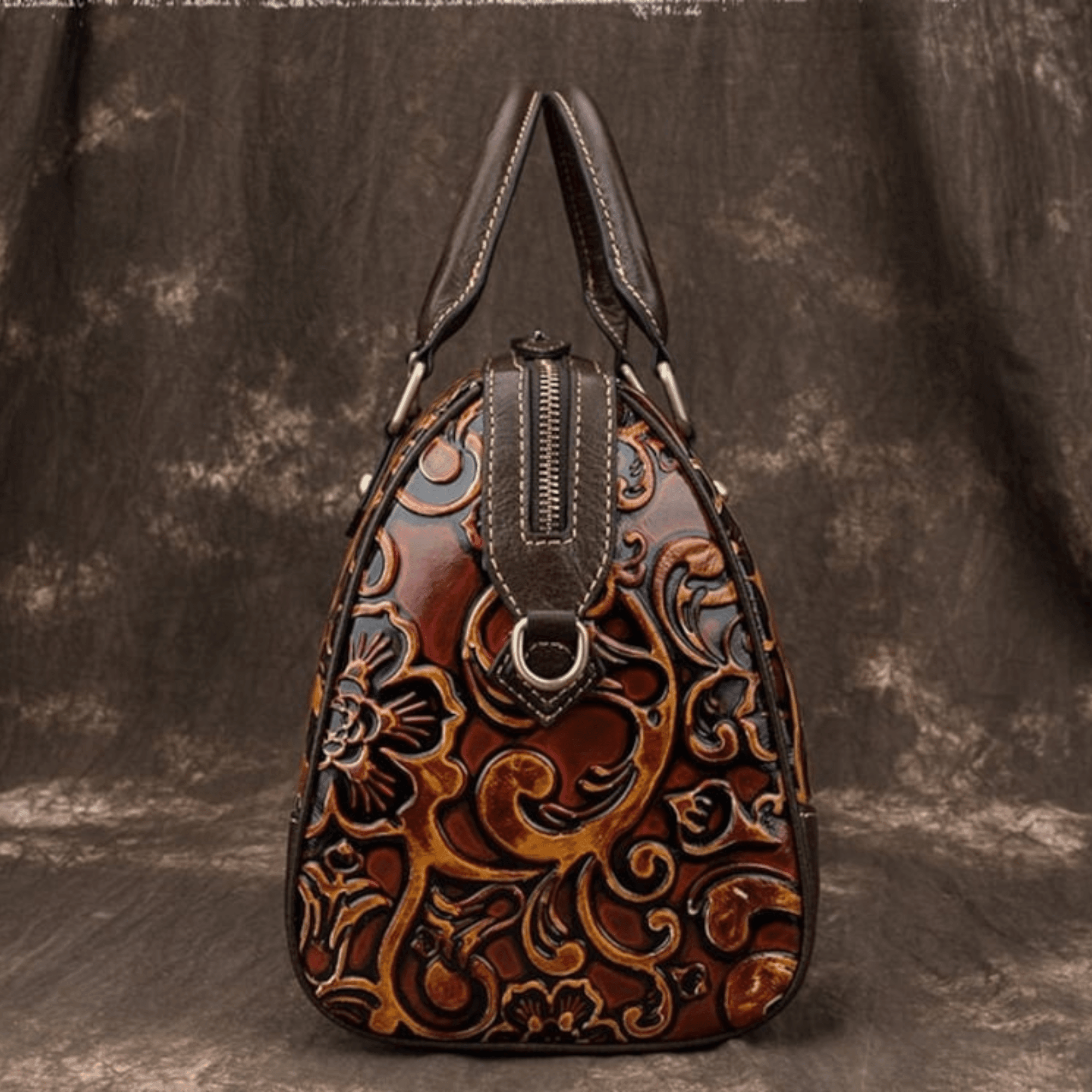 Floral Leather Crossbody: Retro Bag for Women