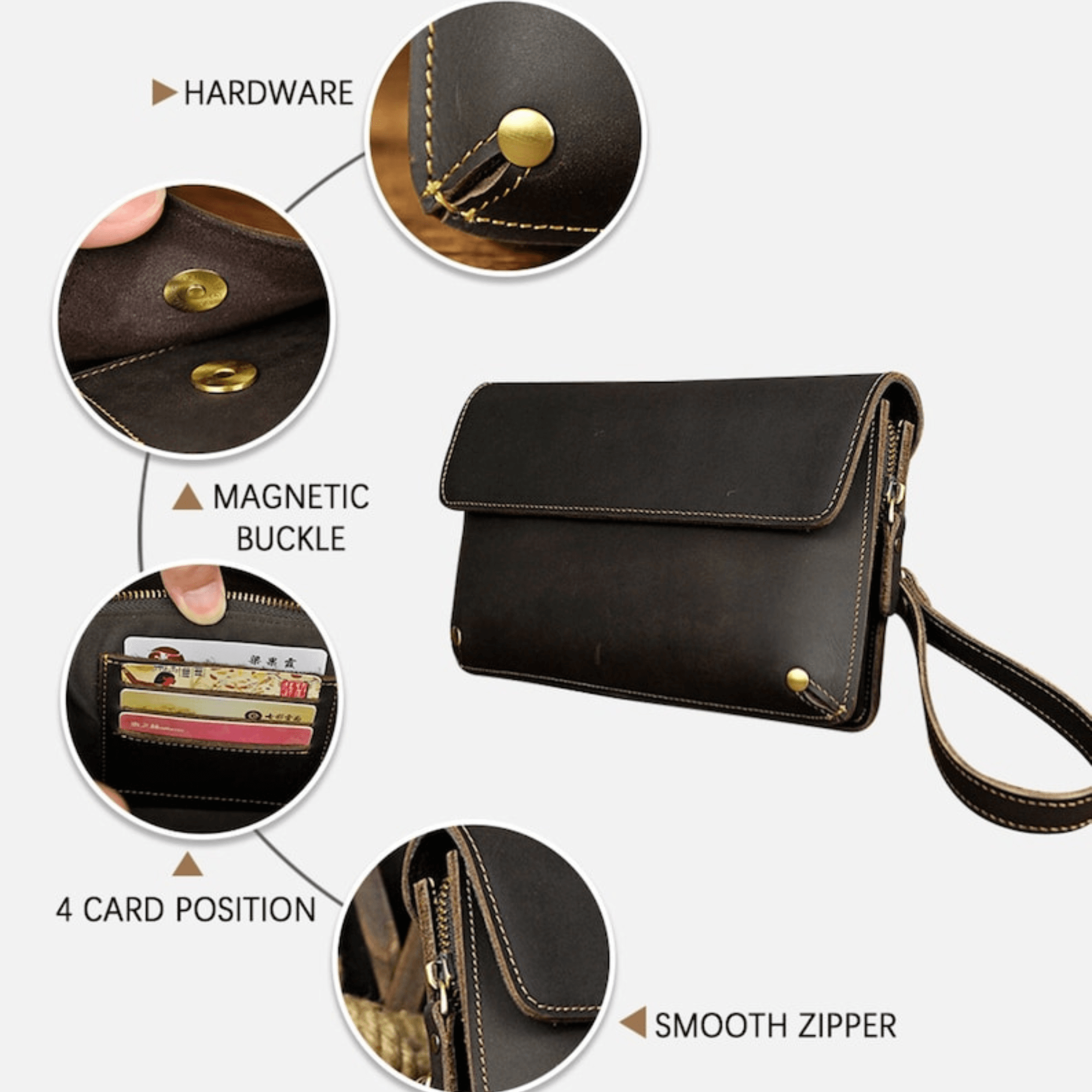 Men's Leather Phone Clutch Wallet - Leather Shop Factory