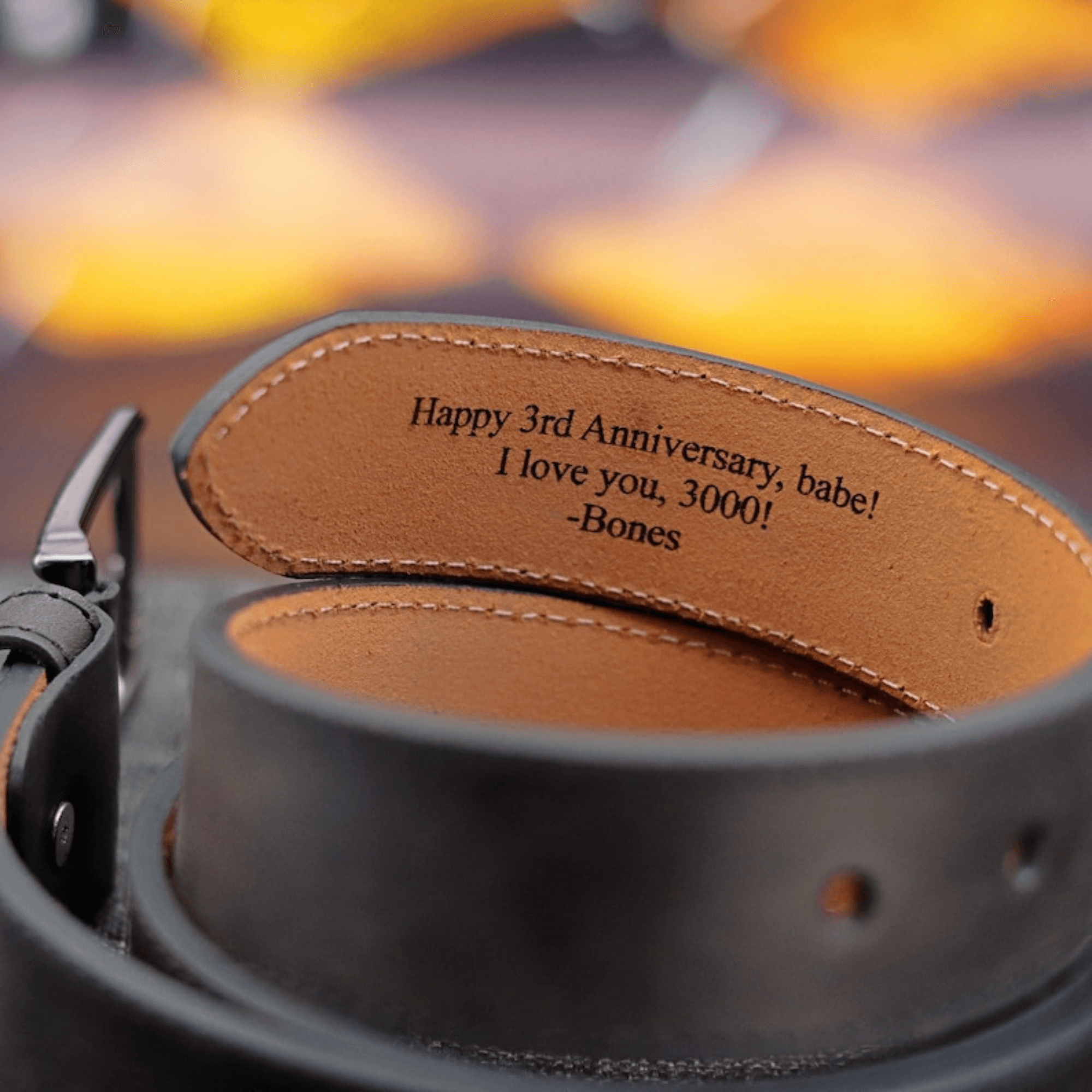Personalized Mens Black Leather Belt - Leather Shop Factory