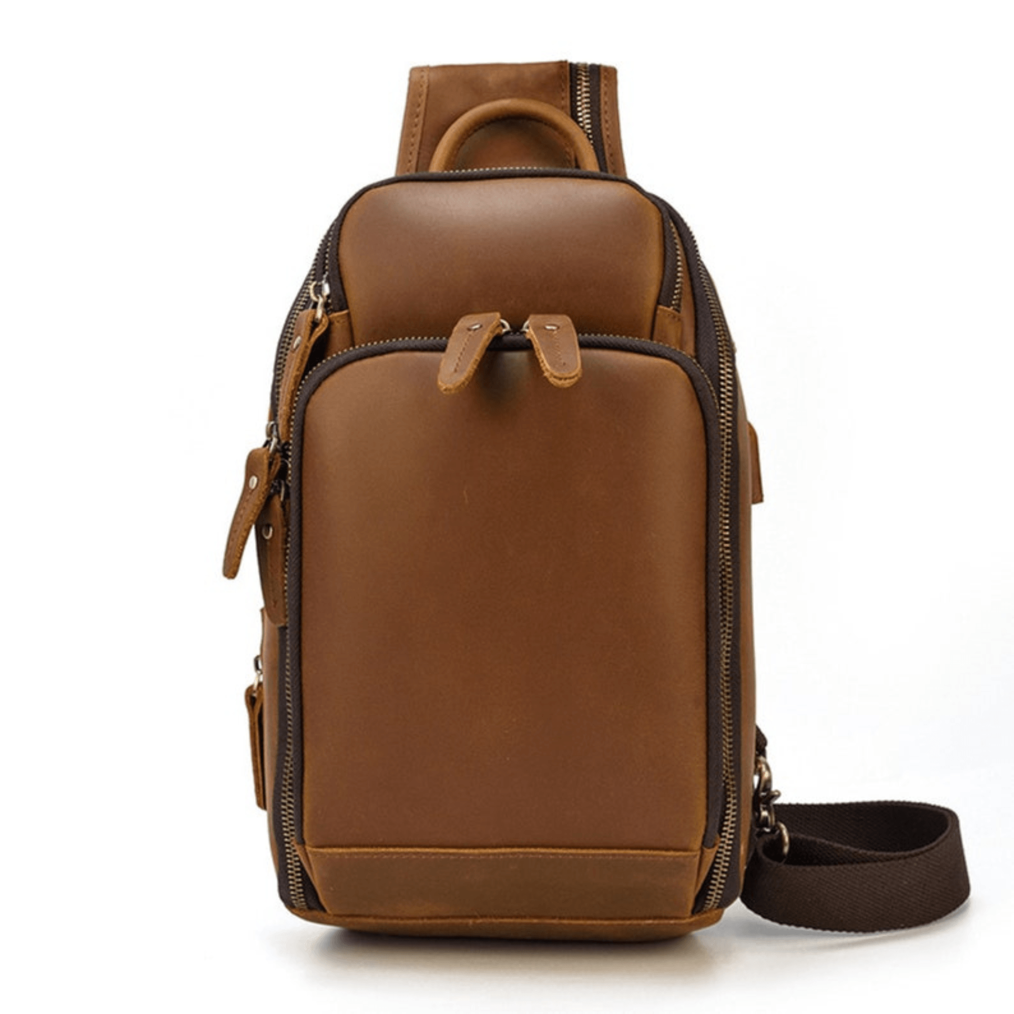 Sling Bag with Adjustable Strap and Multiple Pockets - Leather Shop Factory
