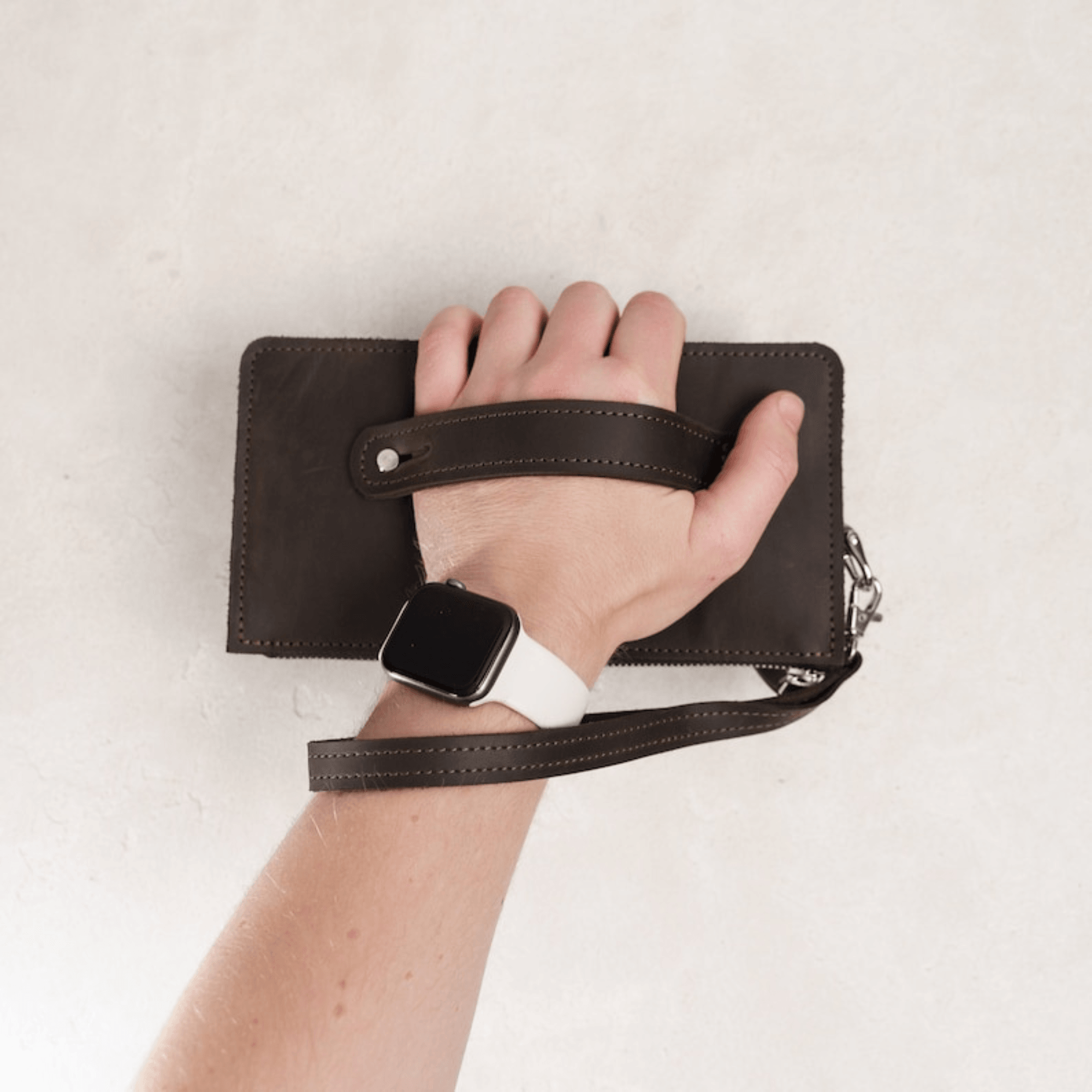 Leather wristlet walletmen clutch