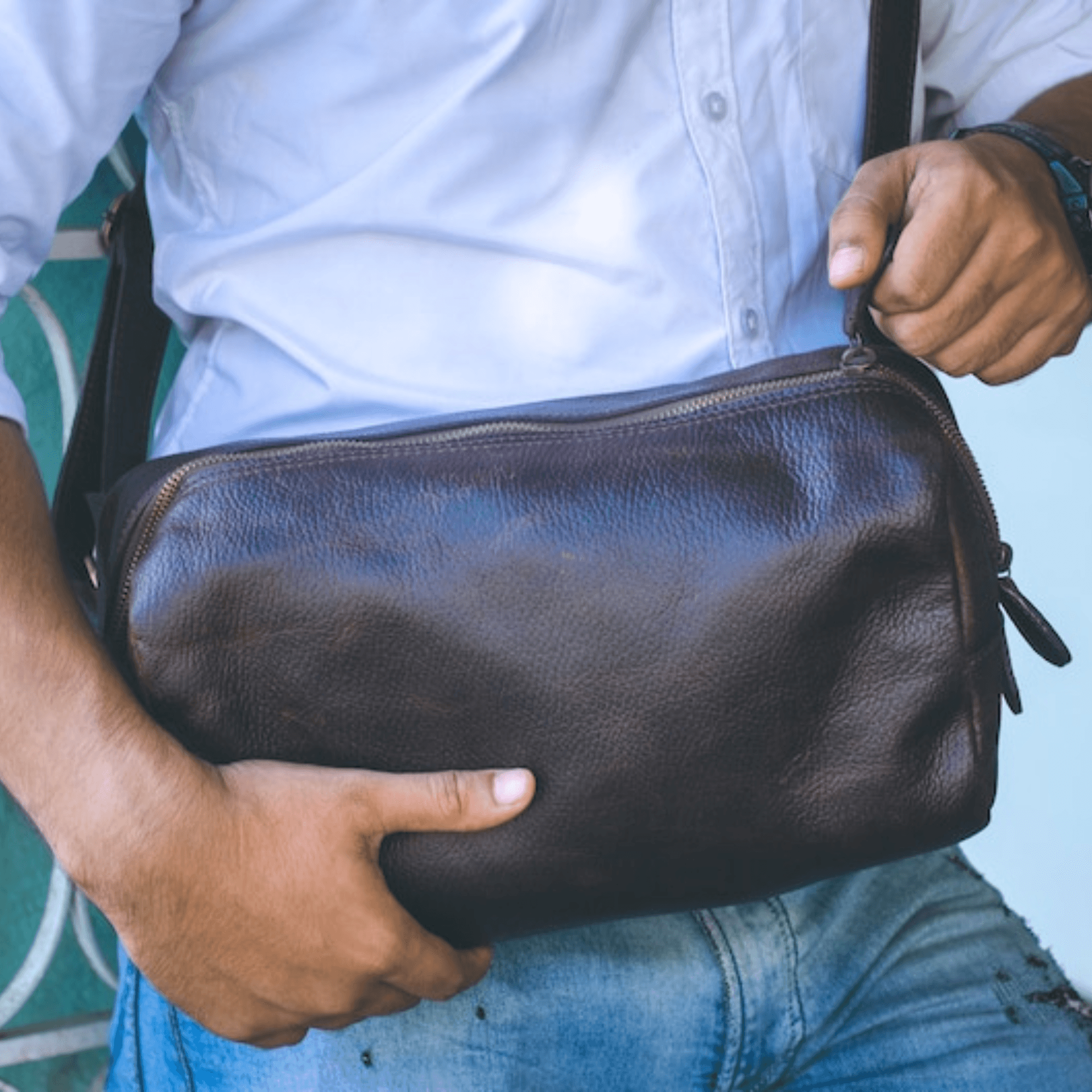 Personalised Gift For Him/Men's Leather Shoulder Bag - Leather Shop Factory