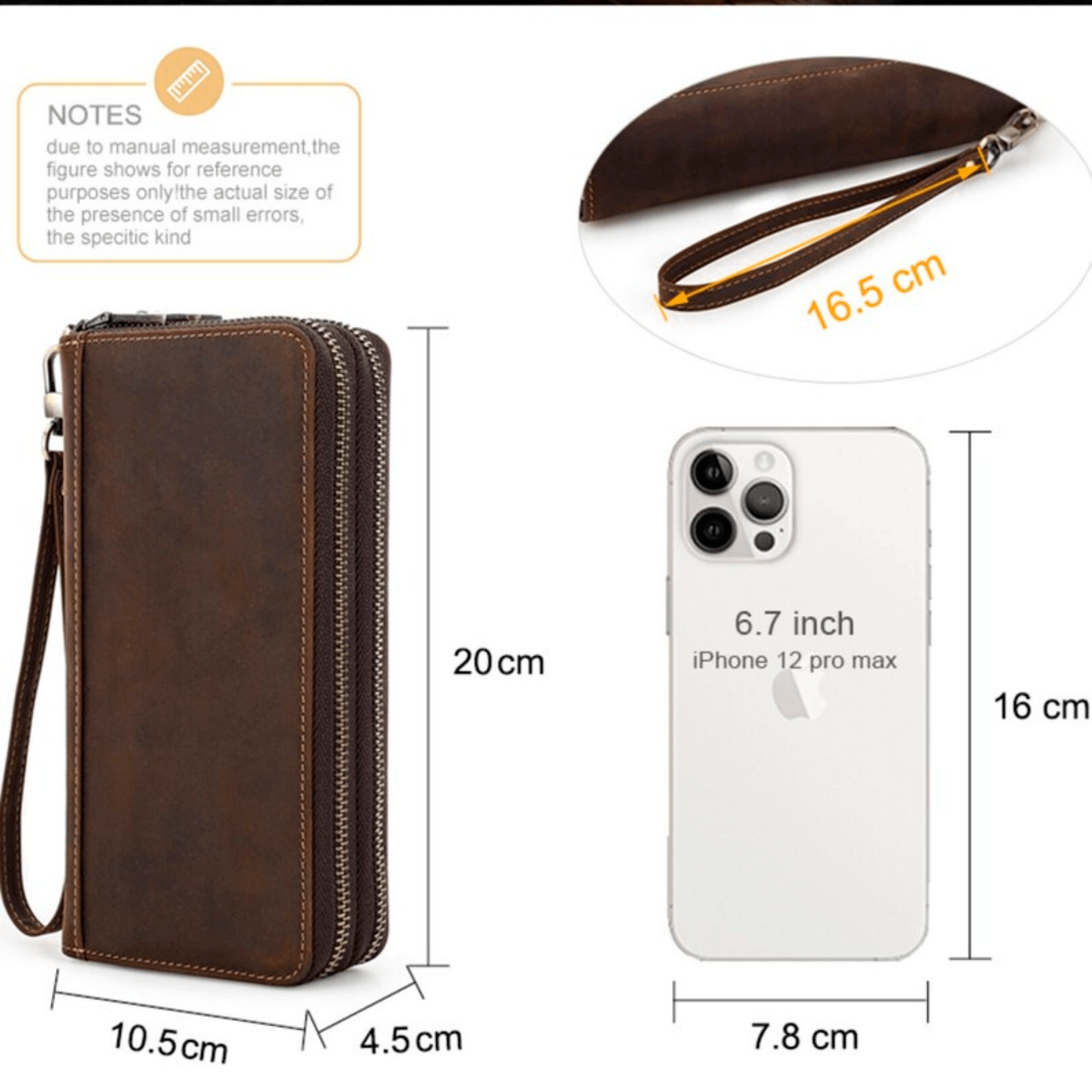Handcrafted leather phone clutch for men