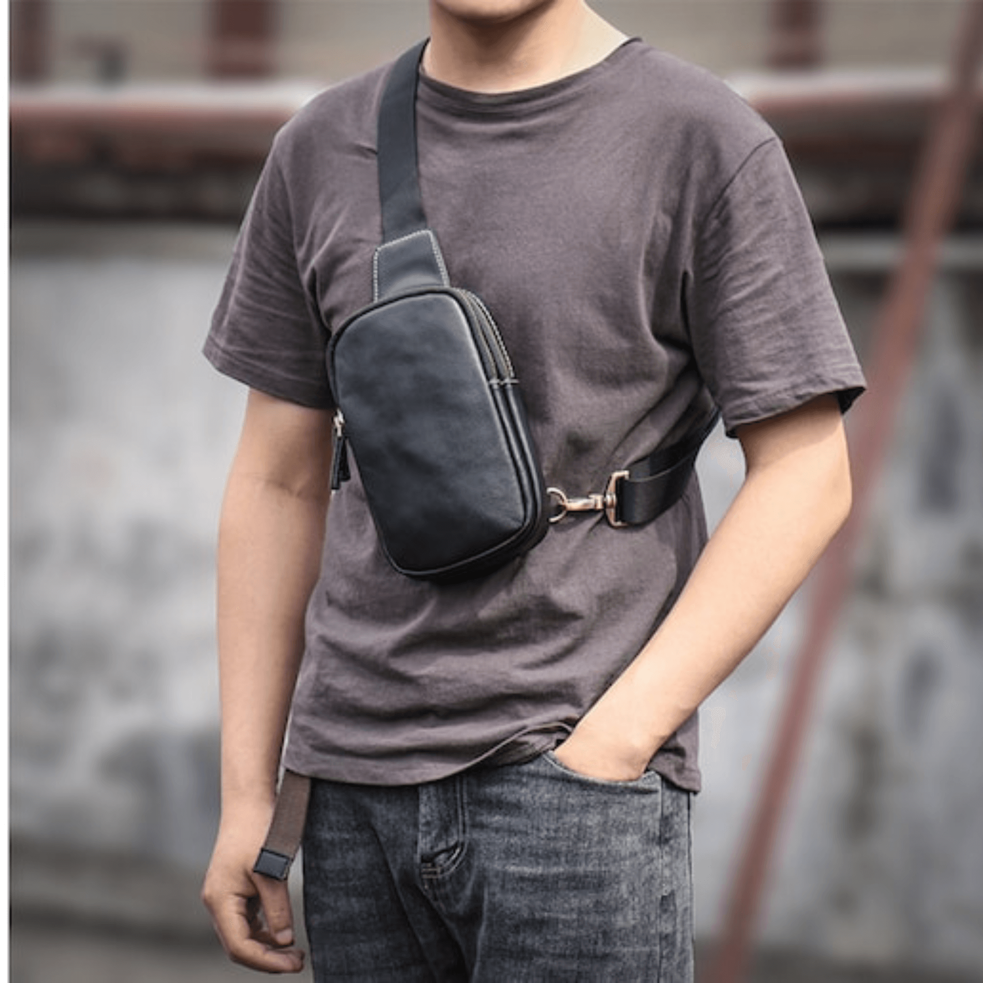 Gift for Christmas Leather Sling Bag - Leather Shop Factory