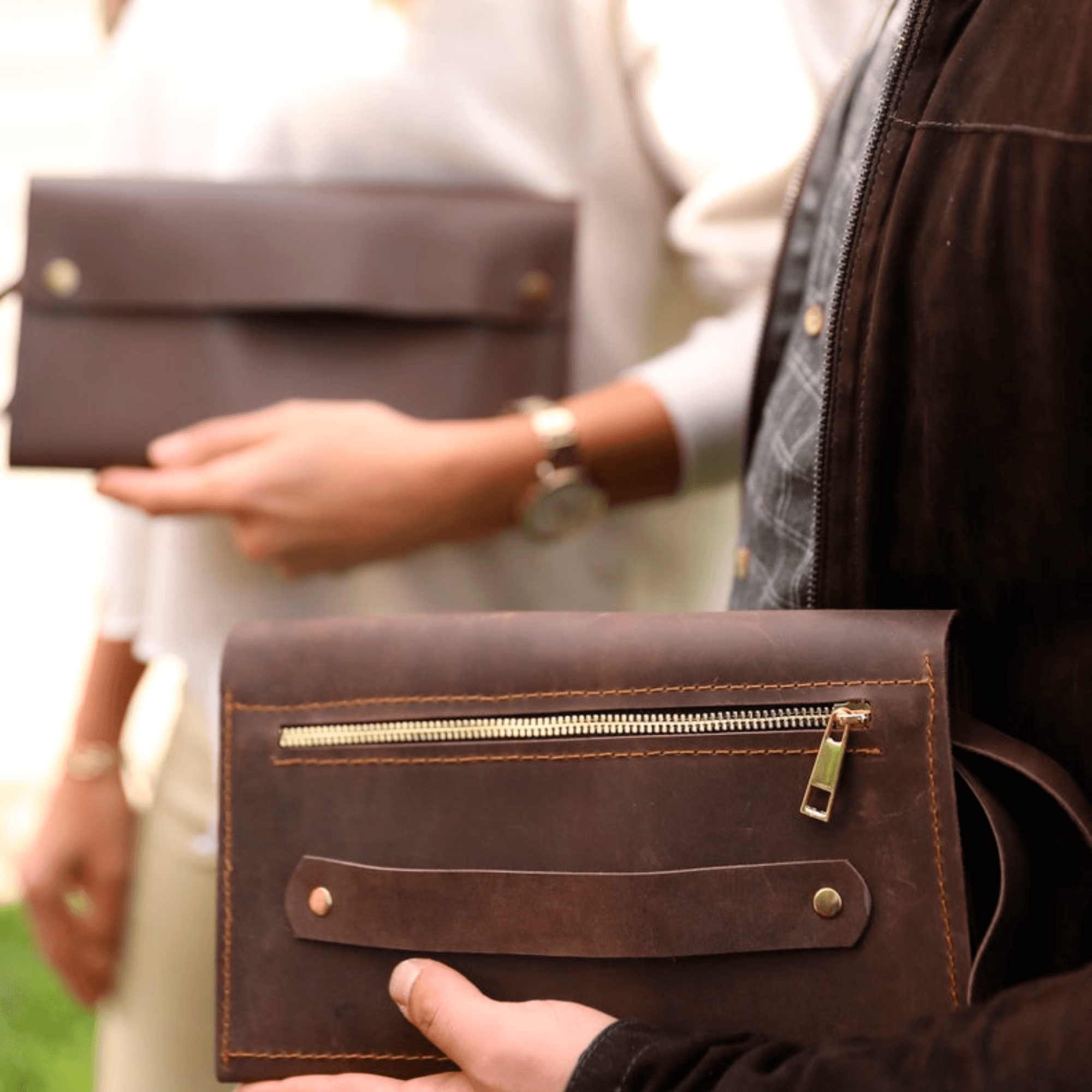 Unisex Clutch with handle - Leather Shop Factory