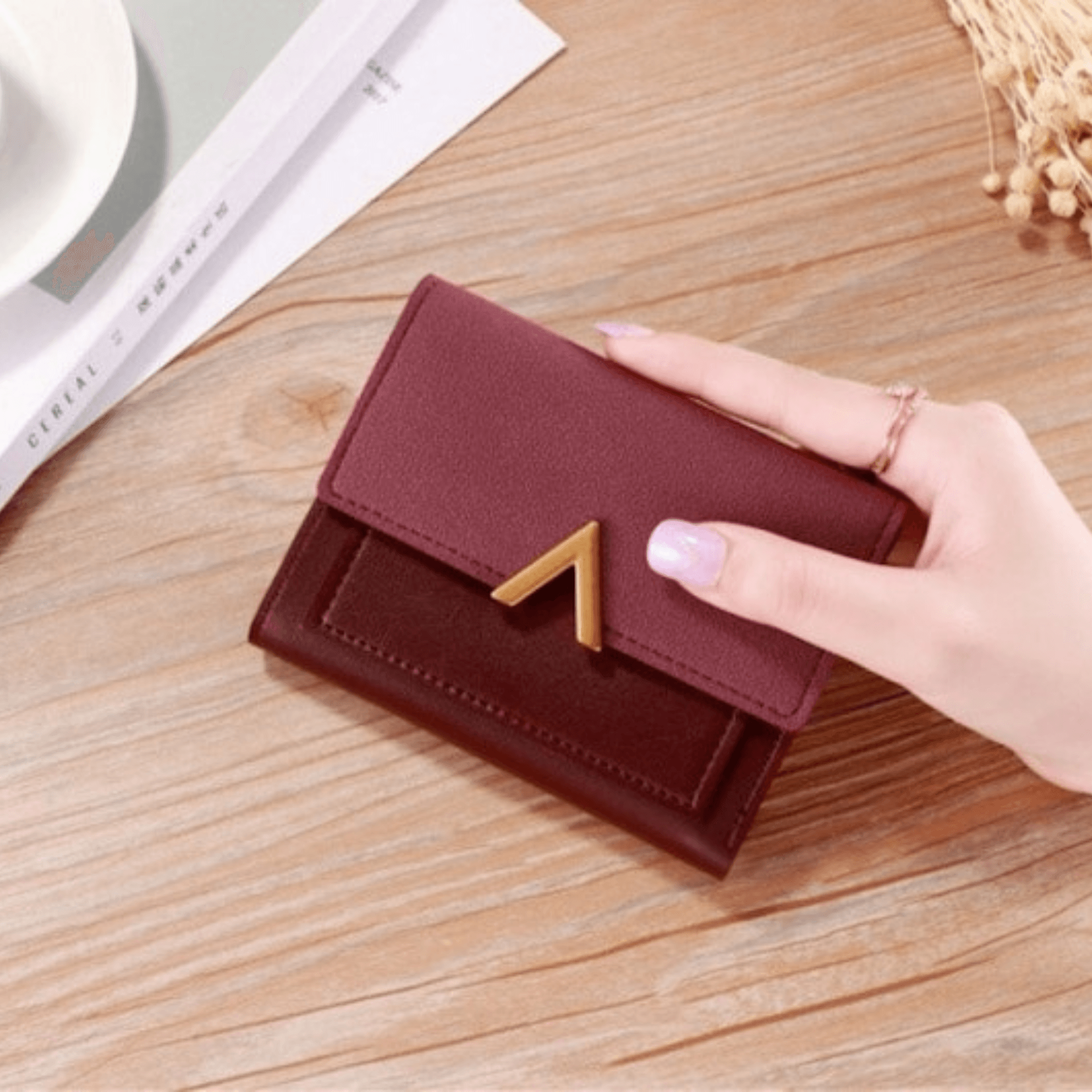 Fashion Ladies Short Wallet Tri-fold Wallet Color Wallet Coin Purse Card Holder - Leather Shop Factory