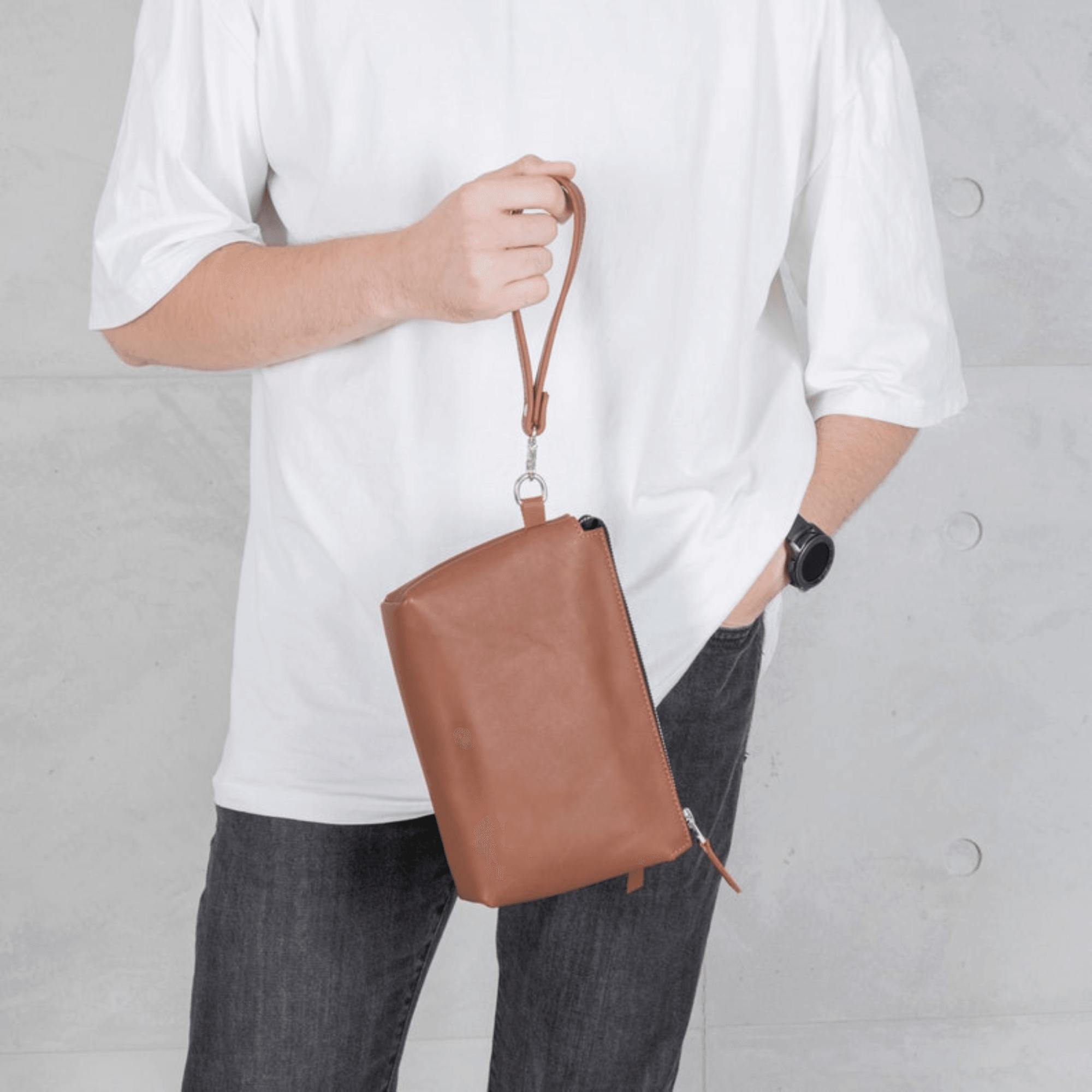 Leather wristlet clutch bag men - Leather Shop Factory