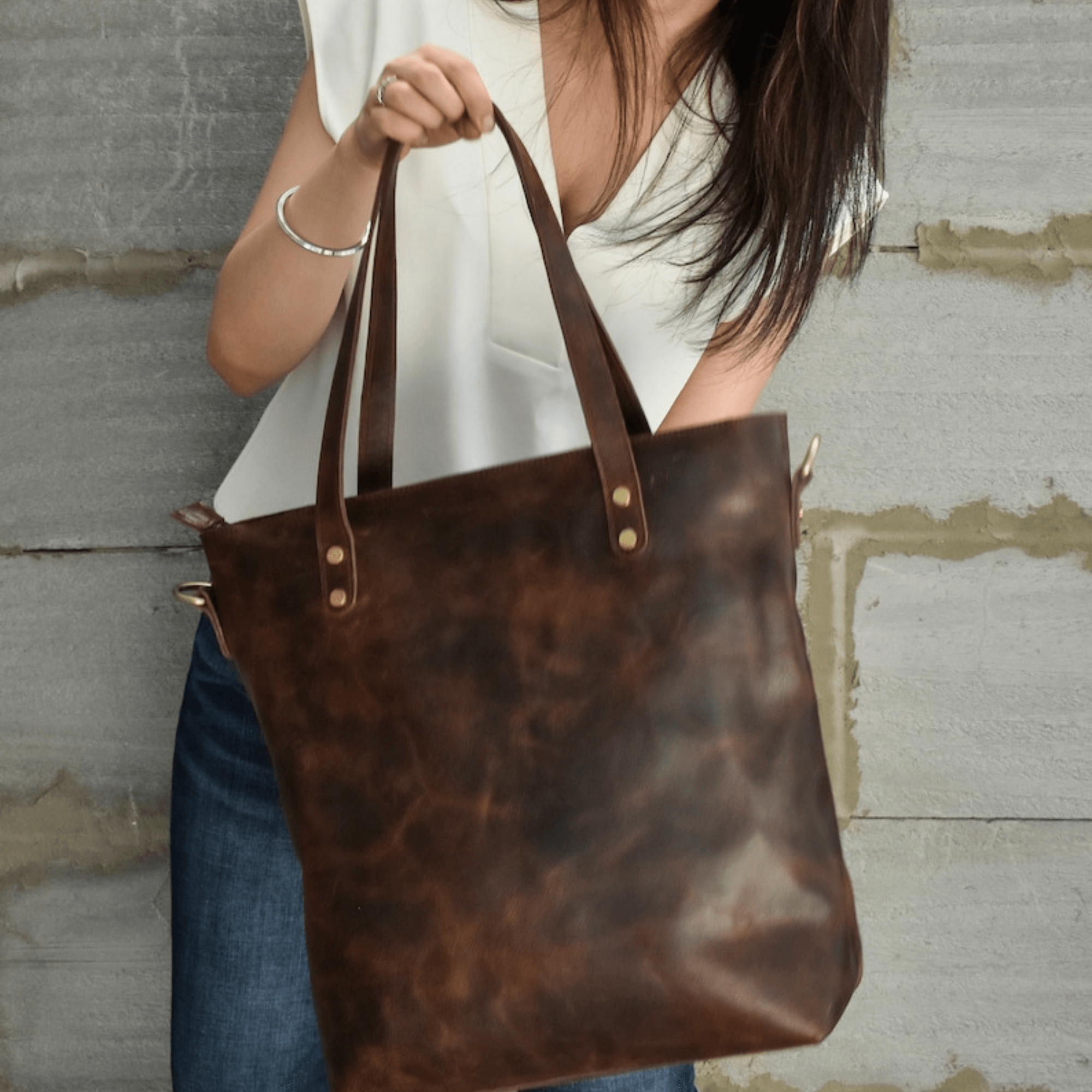 Leather tote bag for women gift large leather work bag Personalized purse - Leather Shop Factory