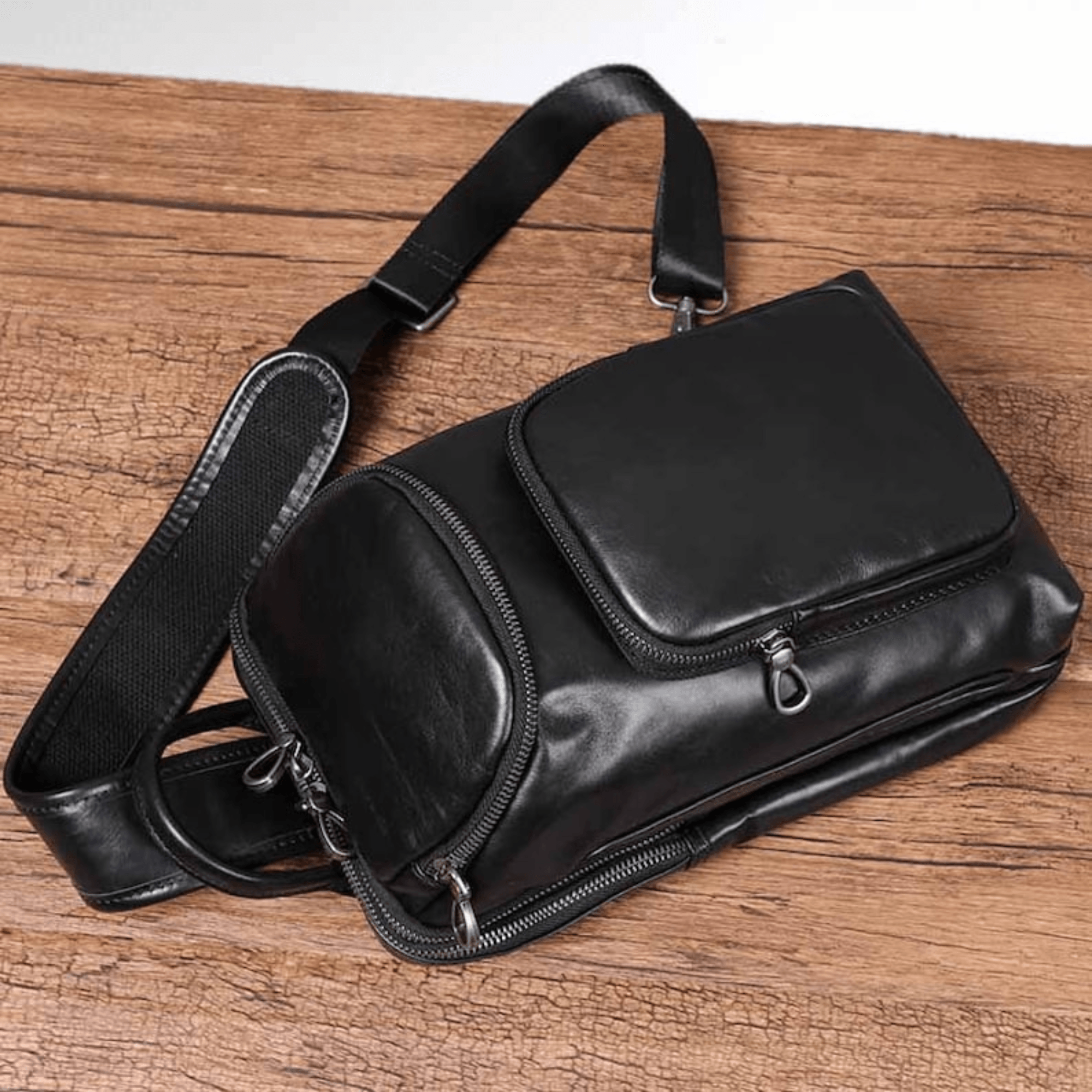 Leather sling bag for men - Leather Shop Factory