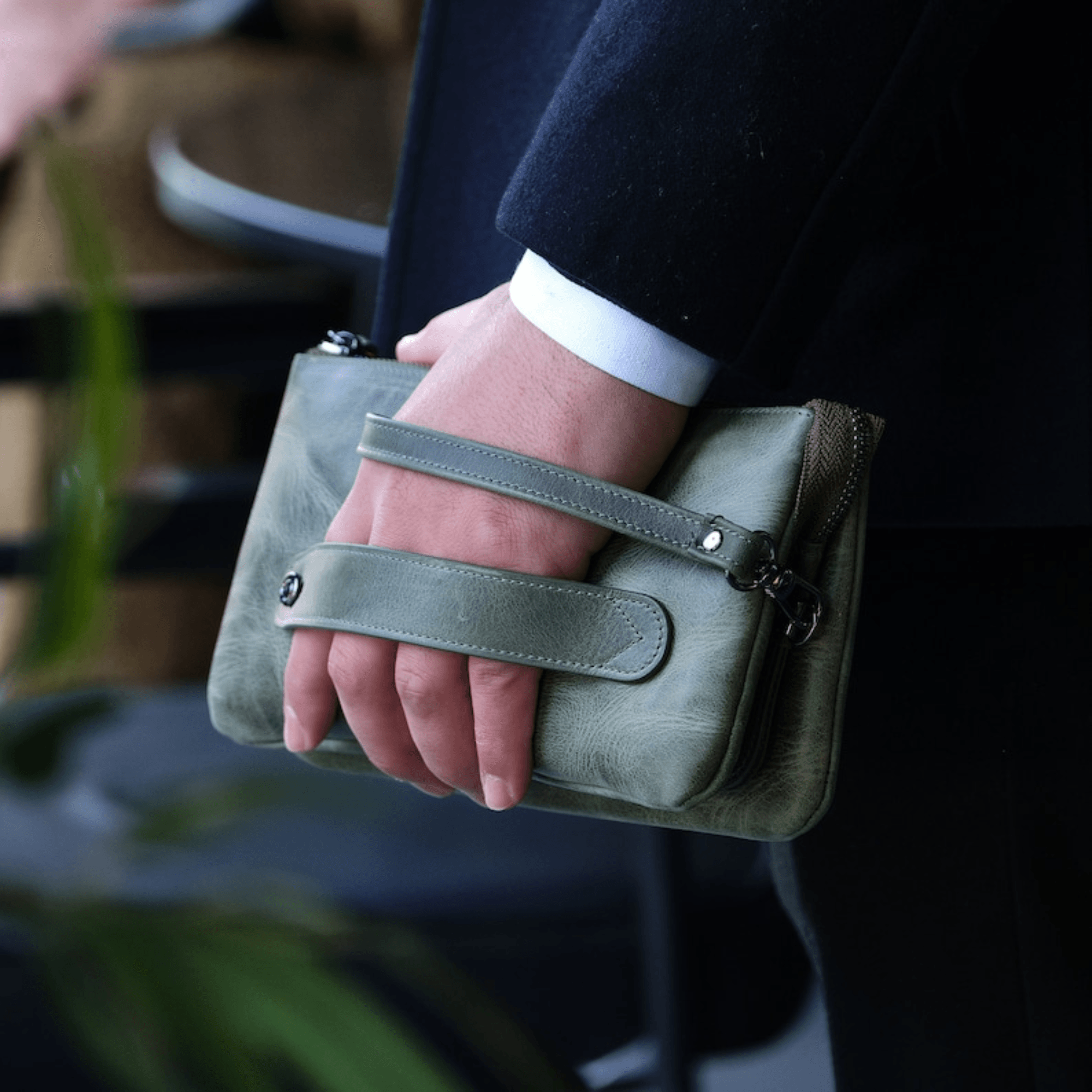 Personalized leather clutch bag for mens - Leather Shop Factory