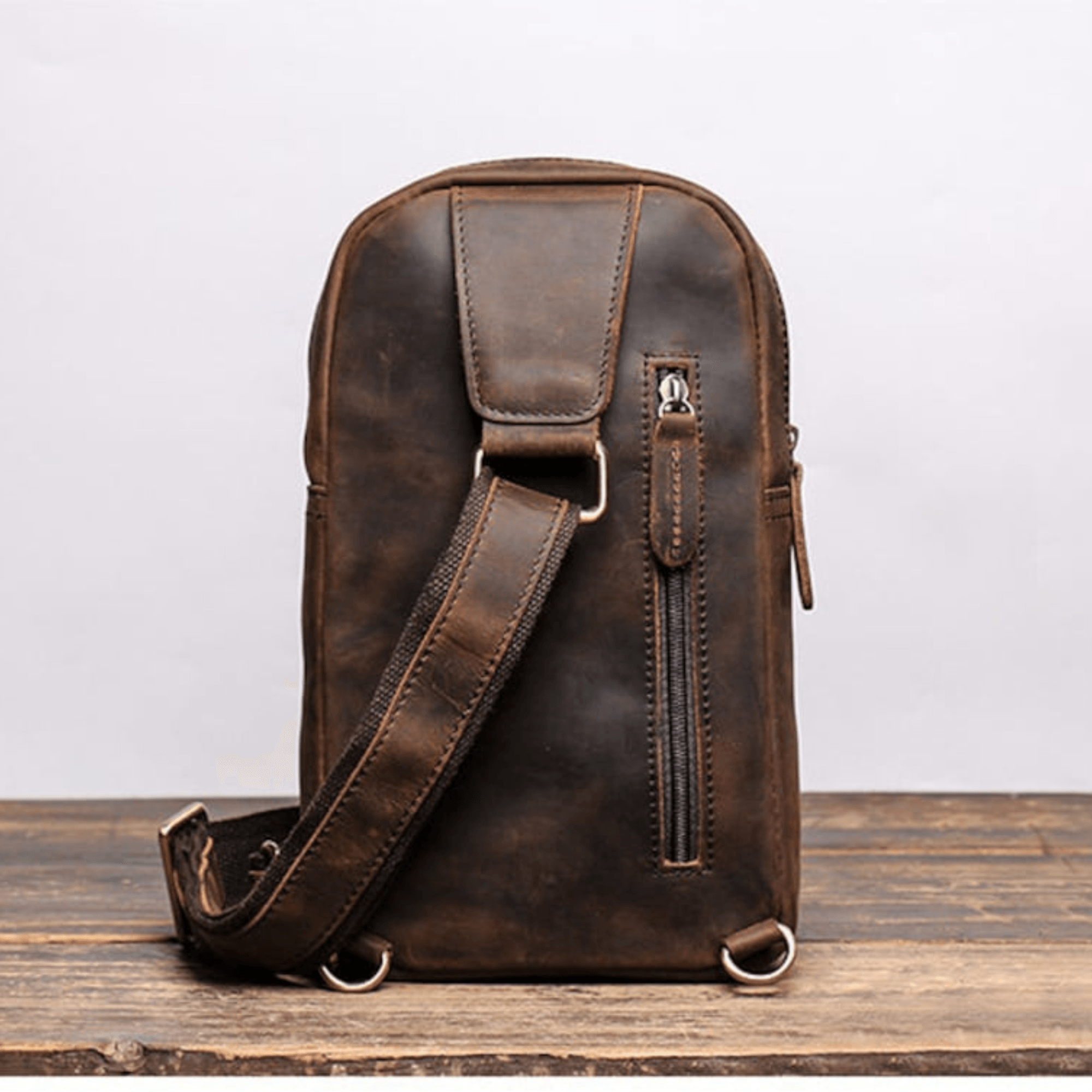Vintage leather sling bag leather chest - Leather Shop Factory