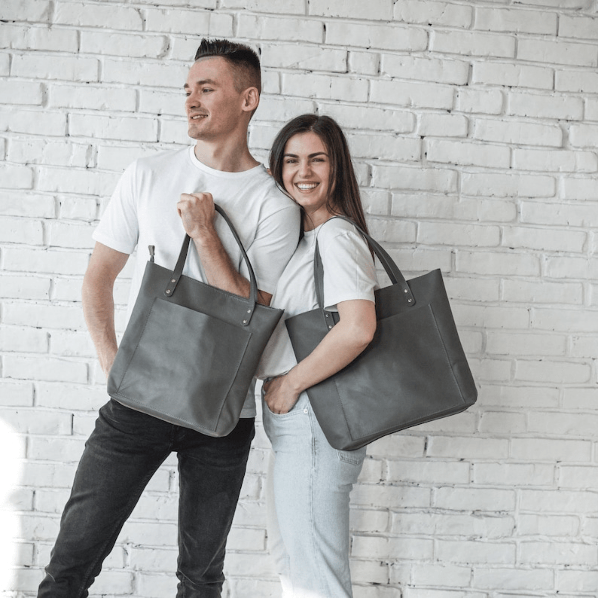 Genuine Leather Tote Bag Leather Anniversary Wedding Gift for Women Men - Leather Shop Factory