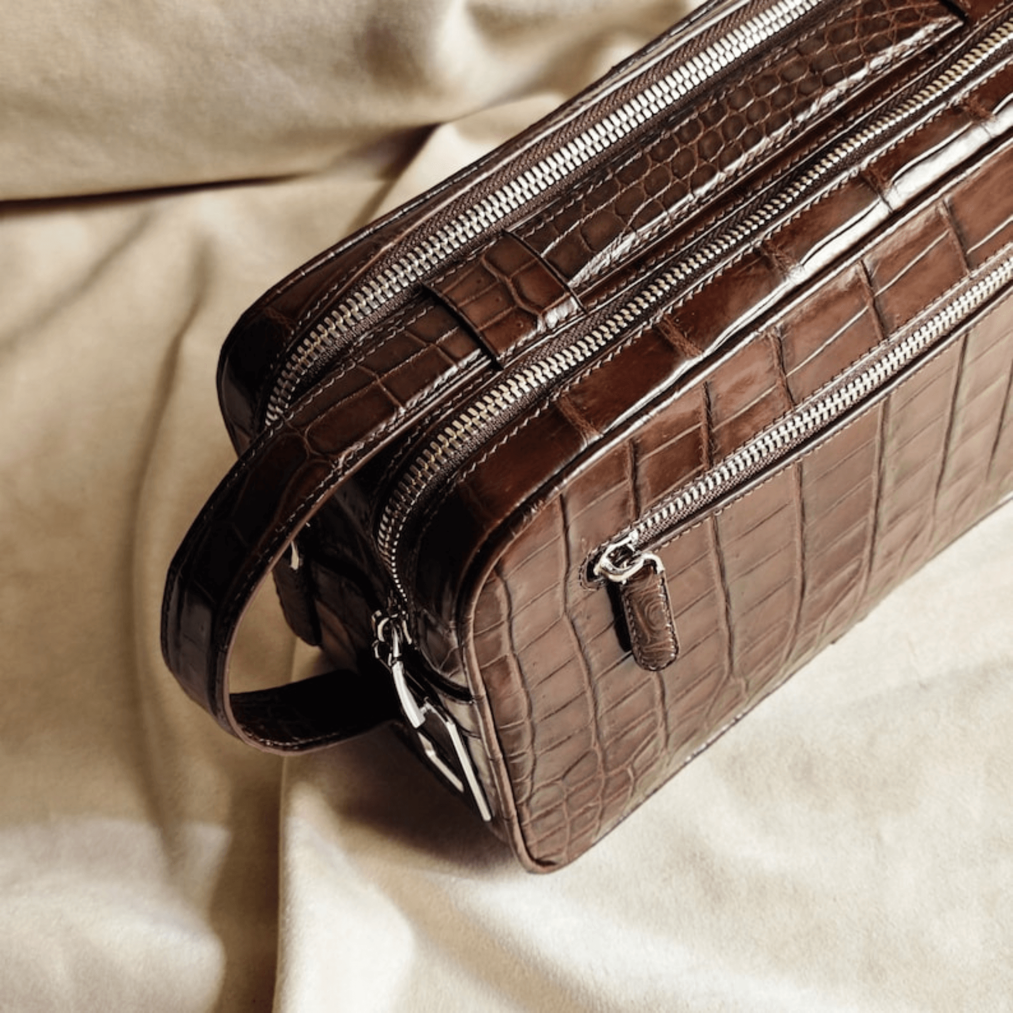 Leather clutch golf alligator mens