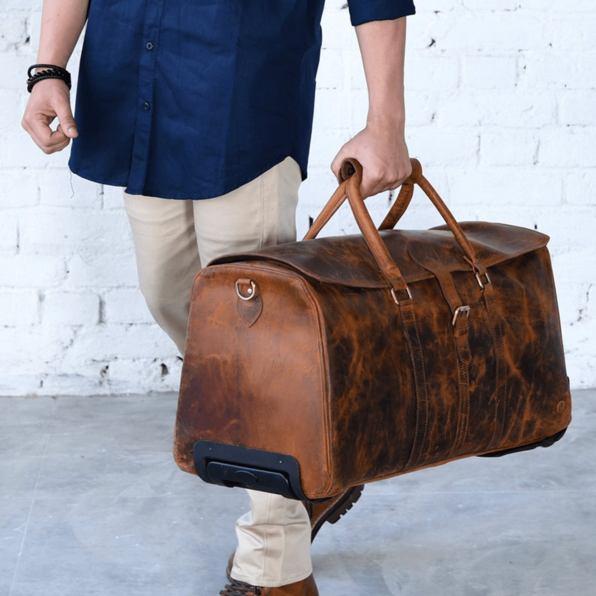Indian Odyssey Rolling Leather Duffle - Leather Shop Factory