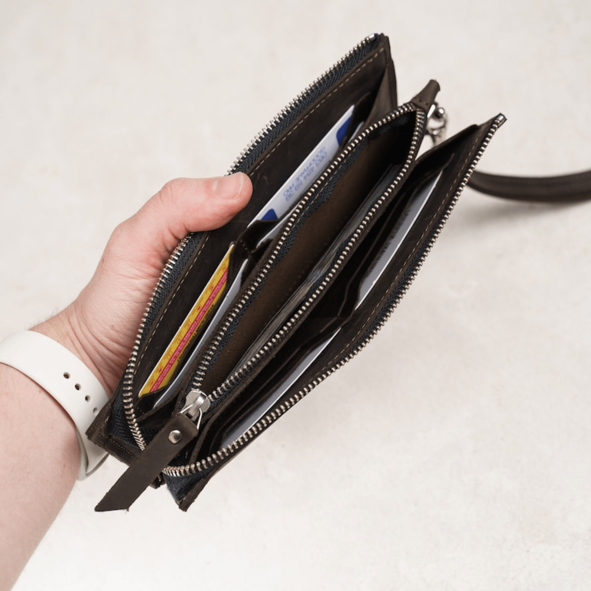 Leather wristlet walletmen clutch