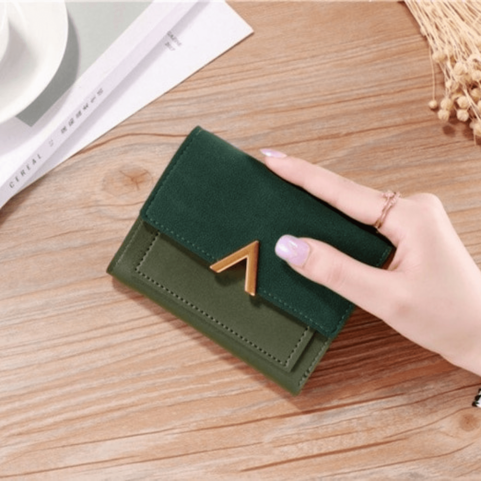 Fashion Ladies Short Wallet Tri-fold Wallet Color Wallet Coin Purse Card Holder - Leather Shop Factory