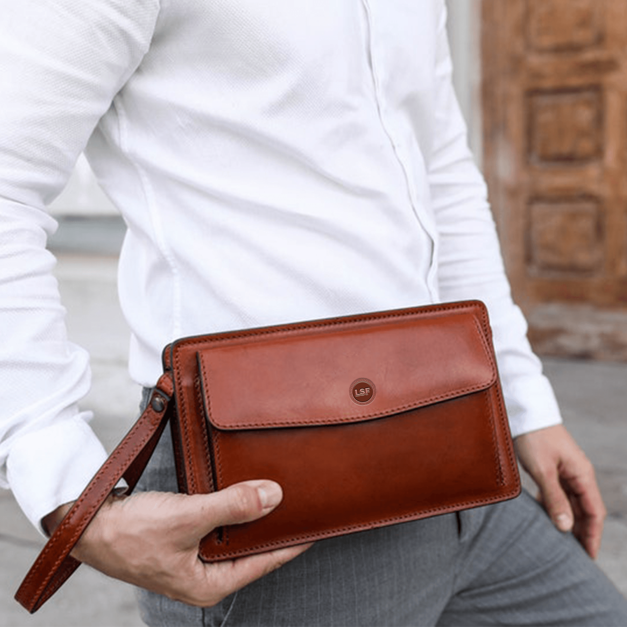 Classic And Smart Design Leather Clutch