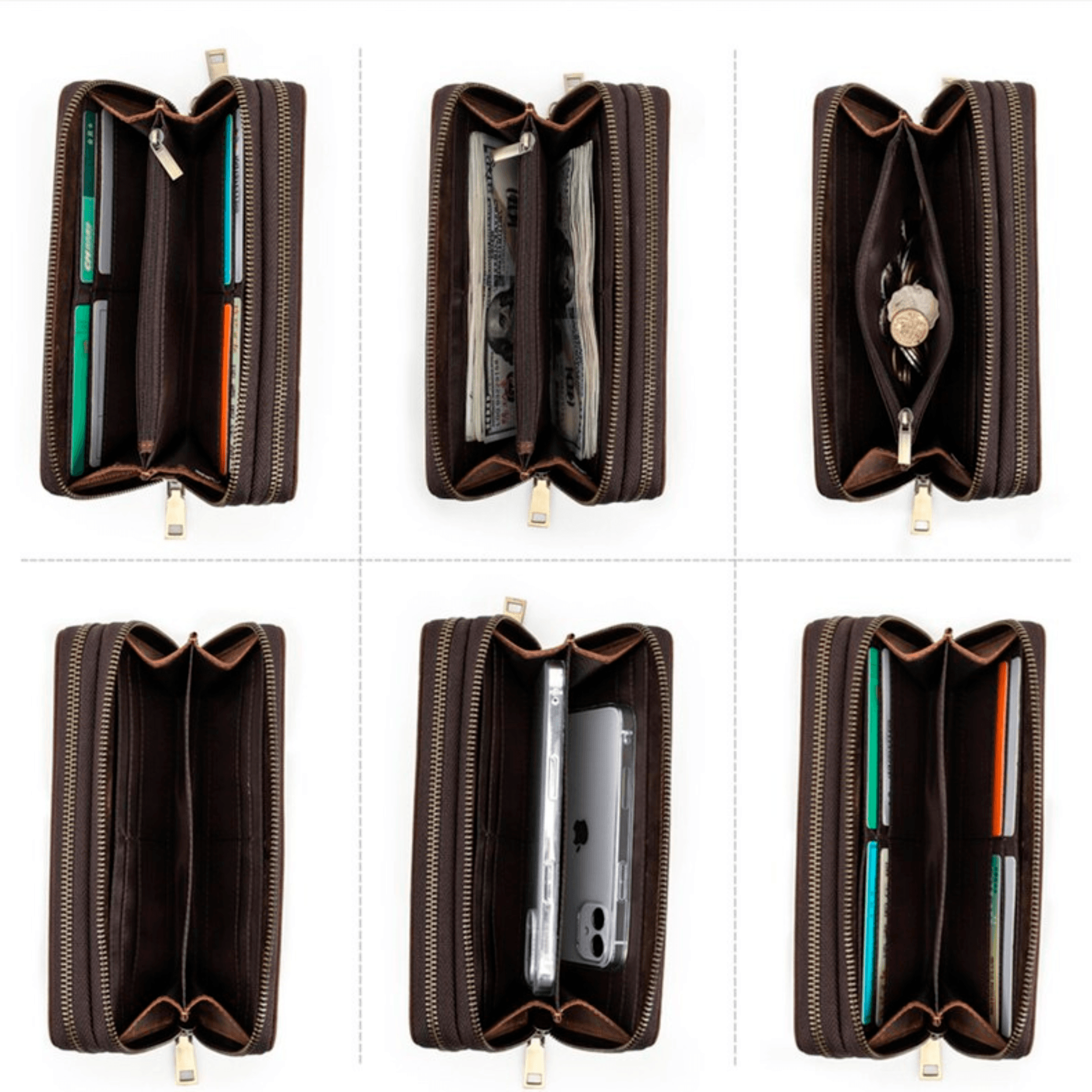 Handcrafted leather phone clutch for men