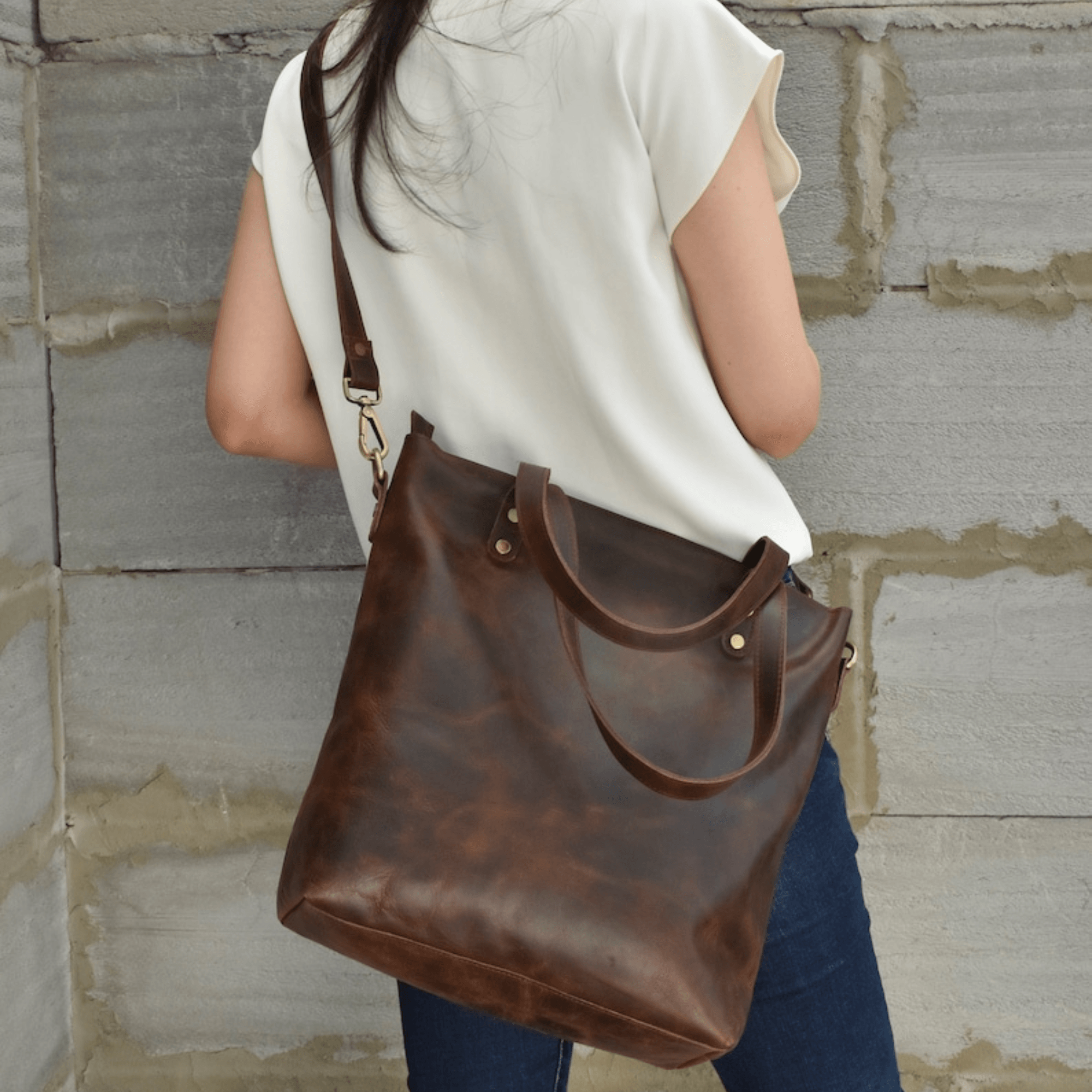 Leather tote bag for women gift large leather work bag Personalized purse - Leather Shop Factory