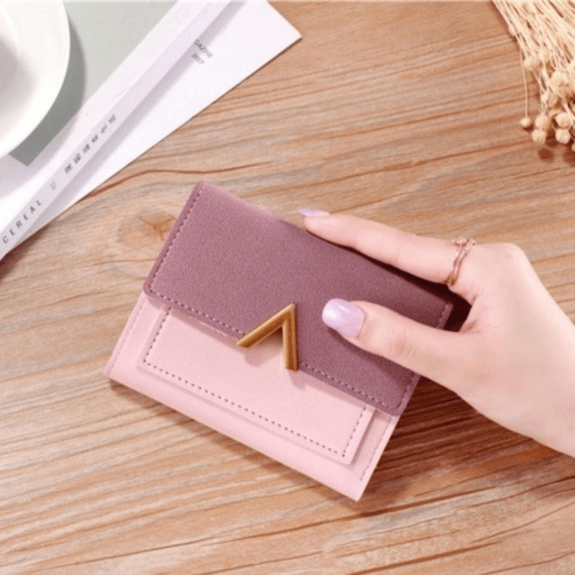 Fashion Ladies Short Wallet Tri-fold Wallet Color Wallet Coin Purse Card Holder - Leather Shop Factory