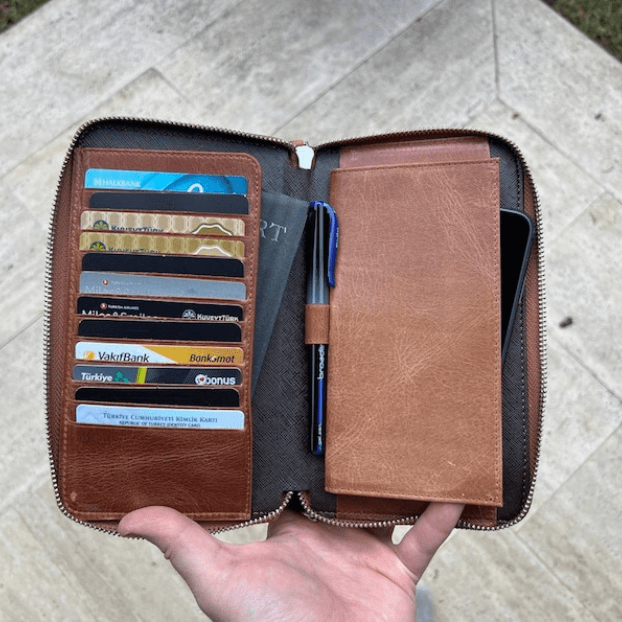 India-Made Luxury Double Zip Around Leather Wallet - Leather Shop Factory