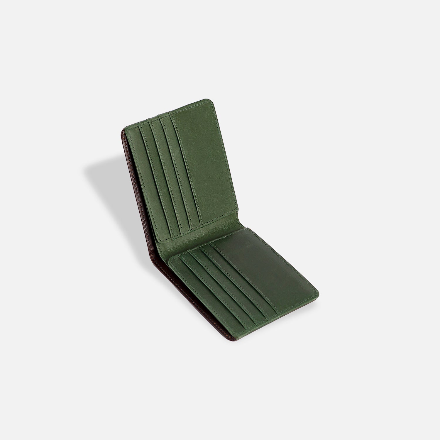 DREY WALLET — DARK BROWN / FOREST GREEN