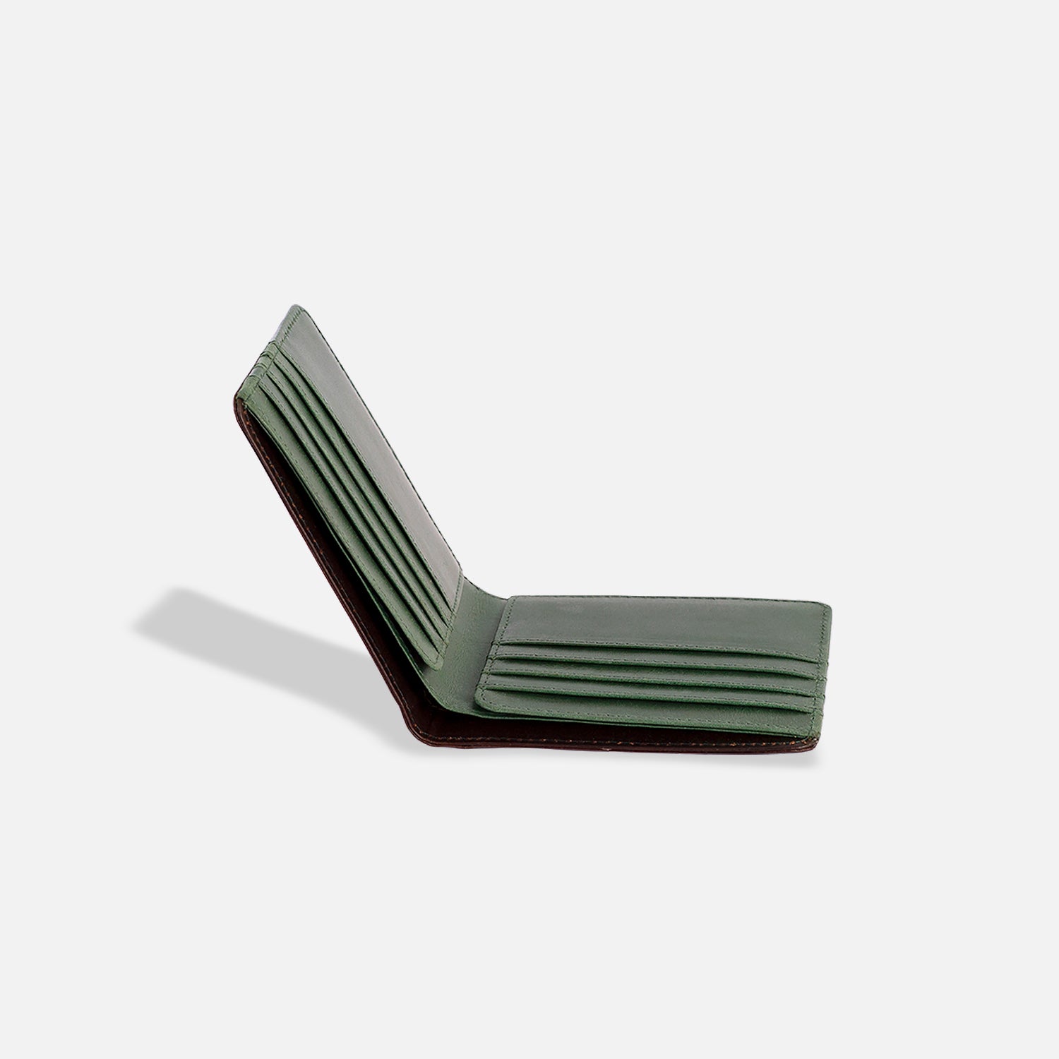 DREY WALLET — DARK BROWN / FOREST GREEN