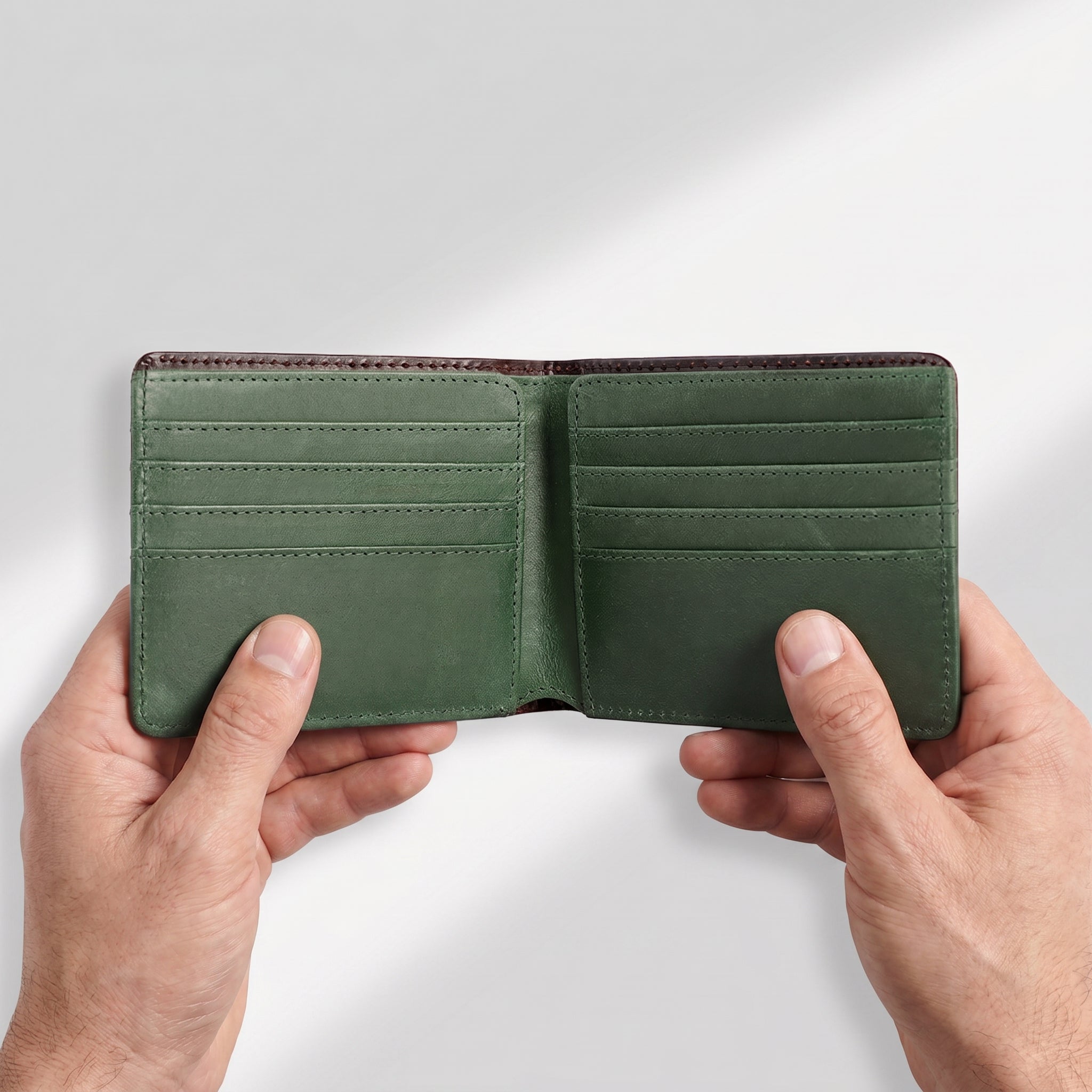 DREY WALLET — DARK BROWN / FOREST GREEN