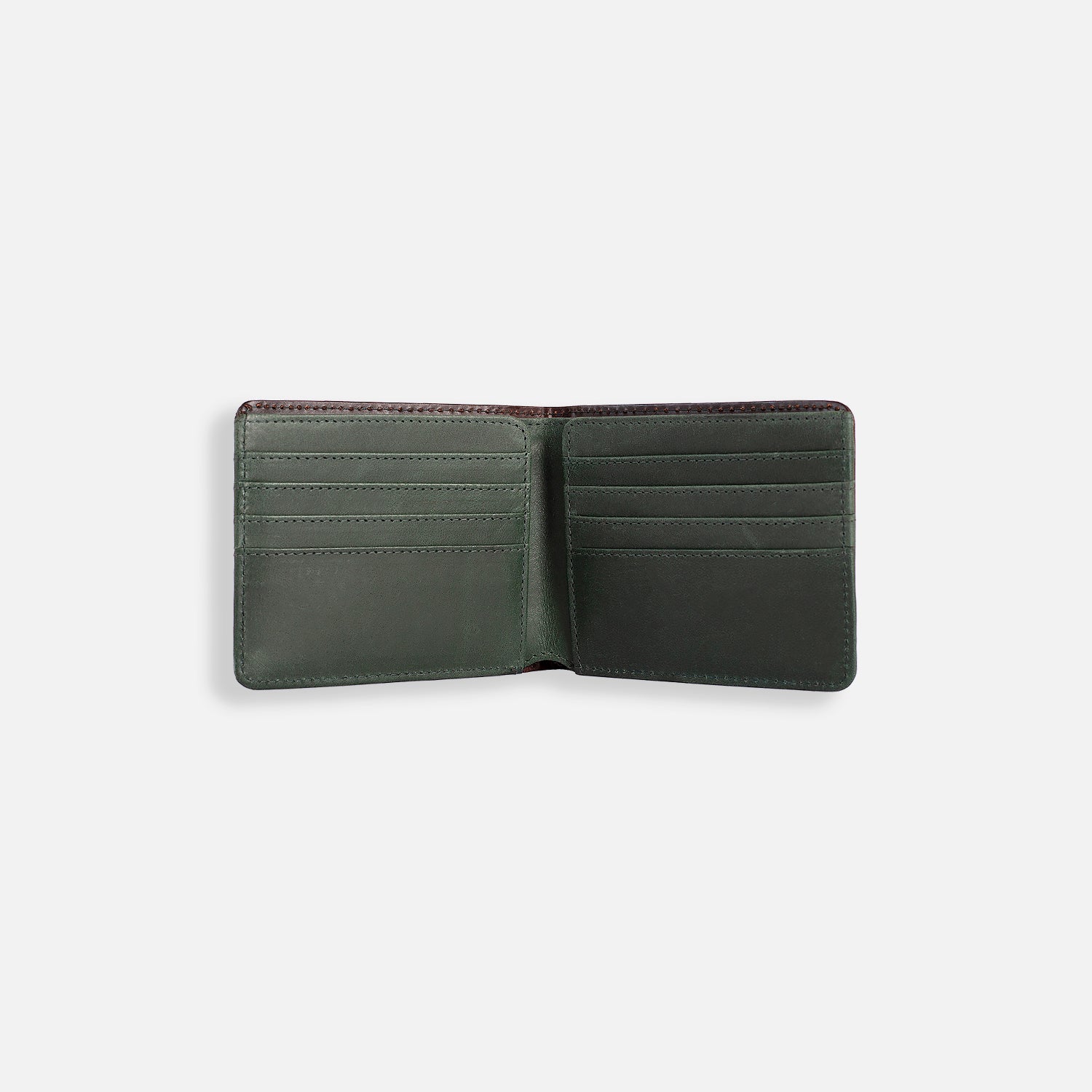 DREY WALLET — DARK BROWN / FOREST GREEN
