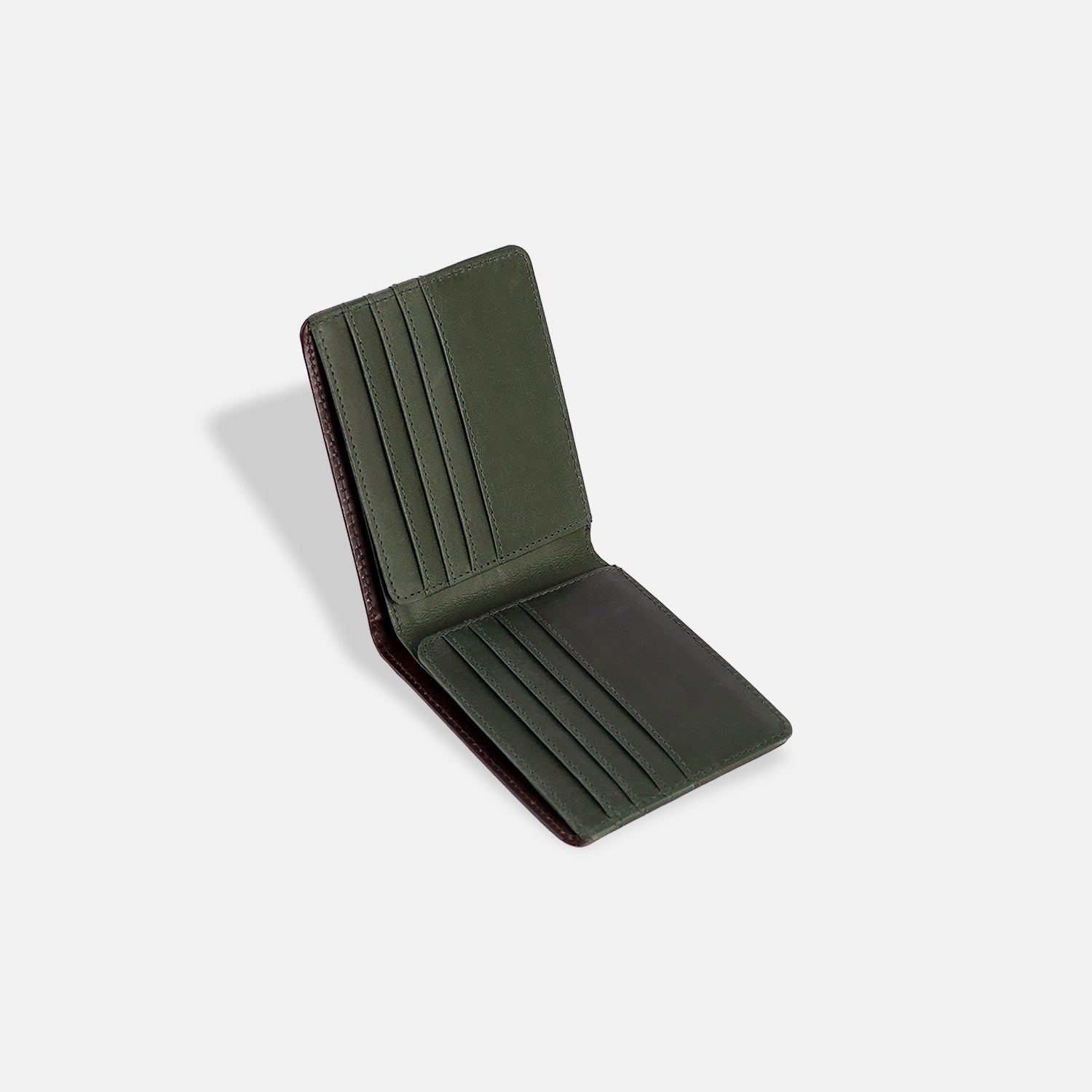 DREY WALLET — DARK BROWN / FOREST GREEN