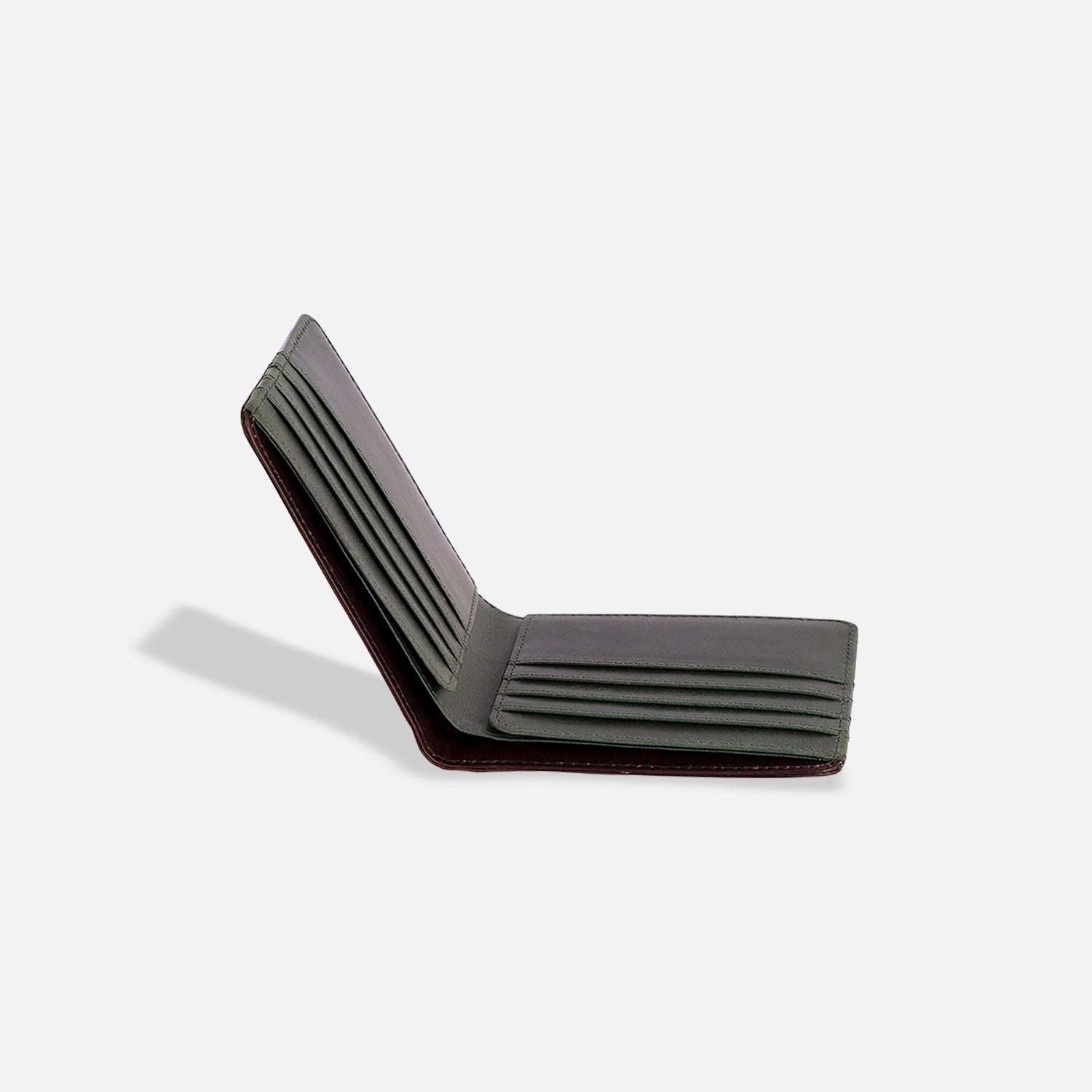DREY WALLET — DARK BROWN / FOREST GREEN