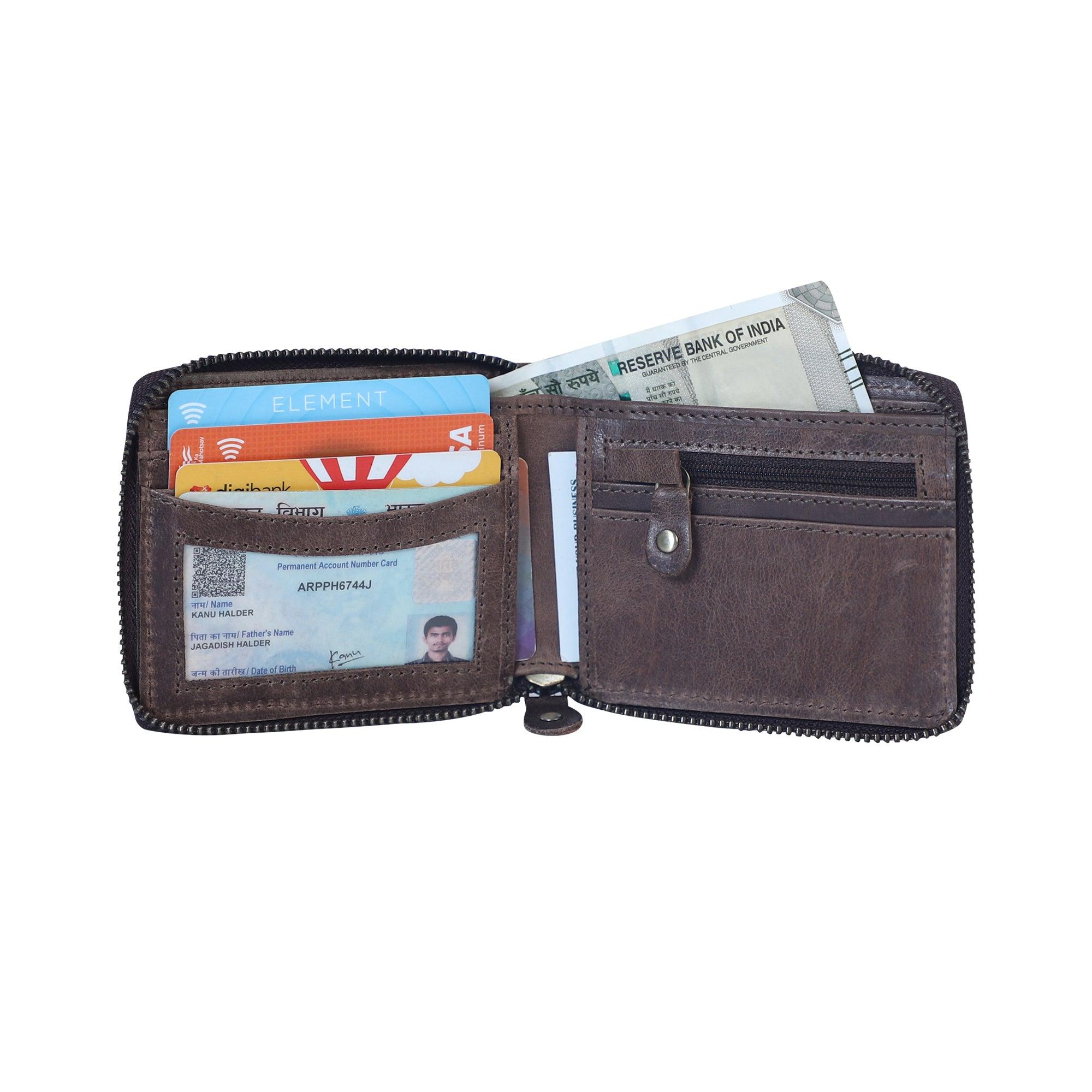 Large Strong Genuine Leather Wallet with Zip Around (metal zipper-around) - Leather Shop Factory