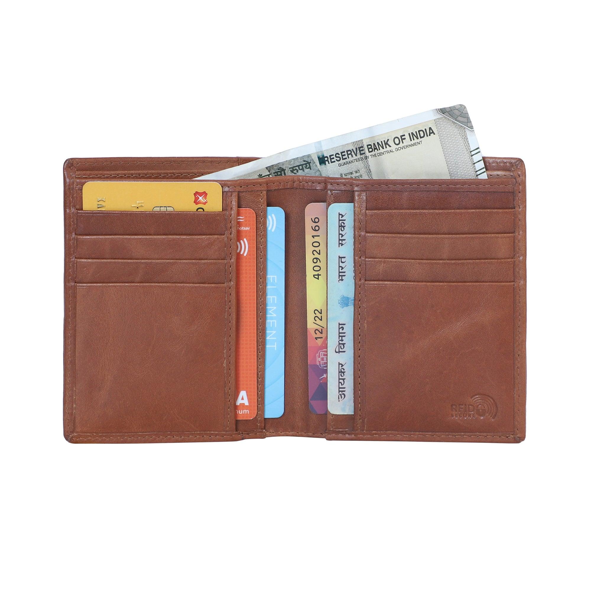 Bifold Crunch Verticle Tan - Leather Shop Factory