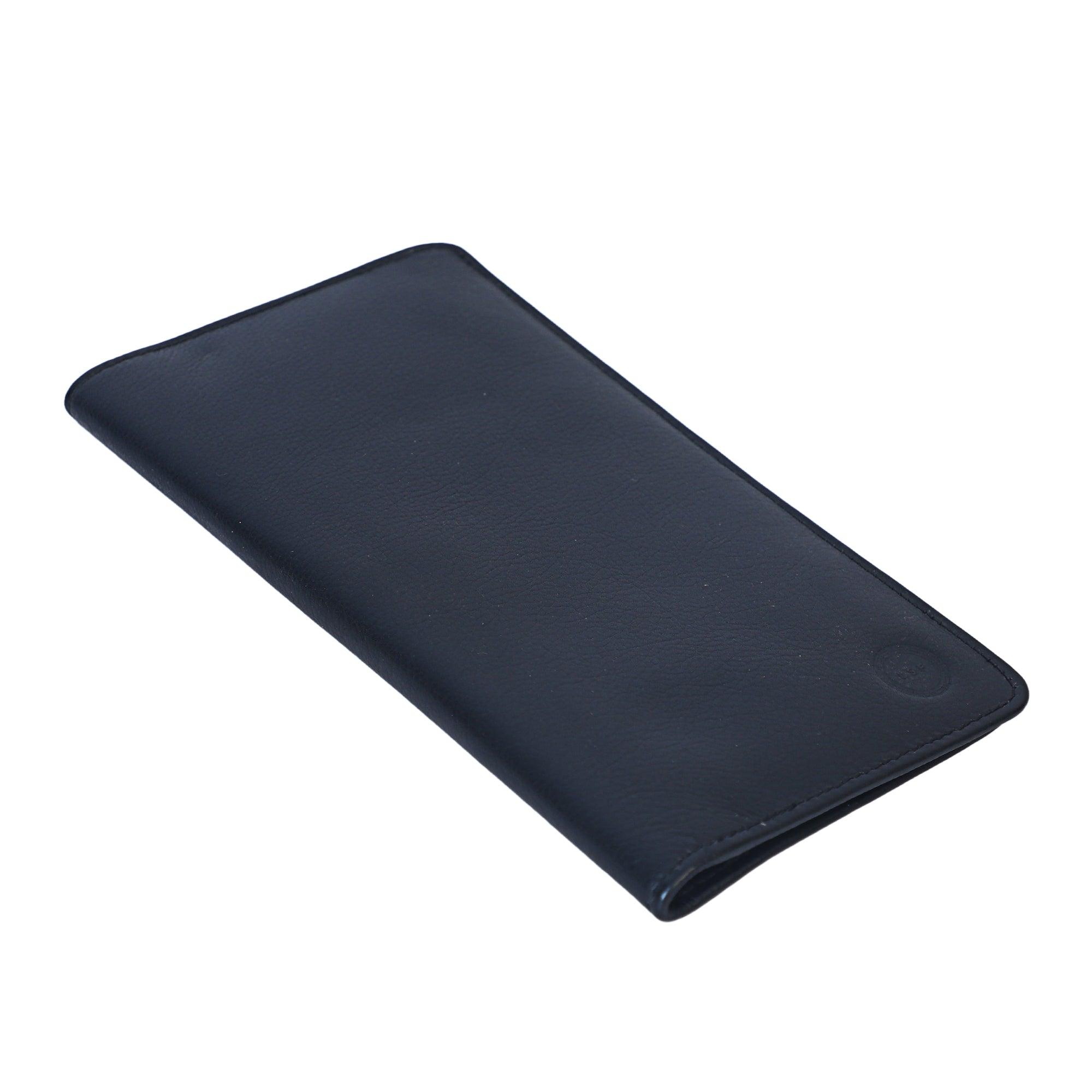 Cheque Book with Pen Holder Nappa- BLACK - Leather Shop Factory
