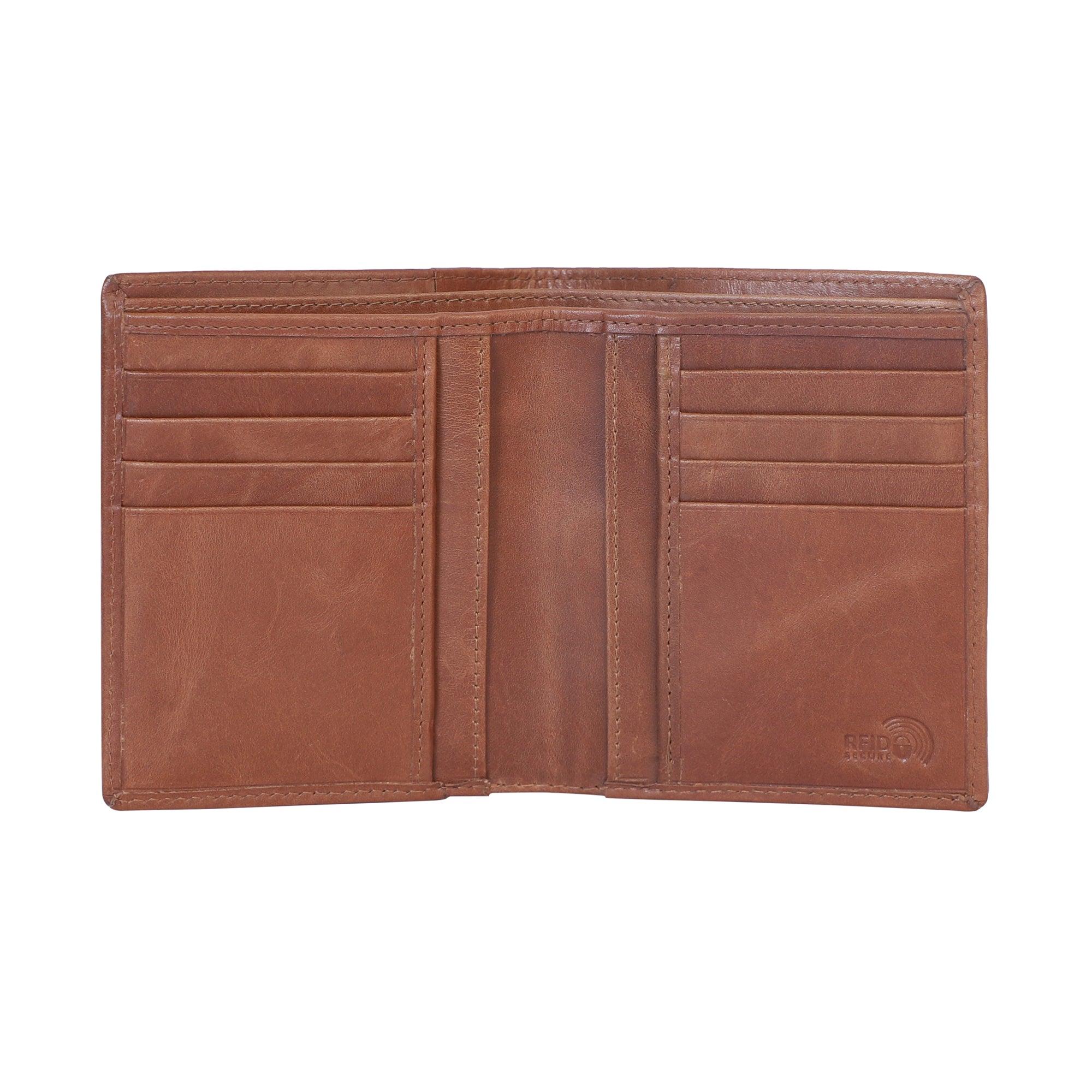 Bifold Crunch Verticle Tan - Leather Shop Factory