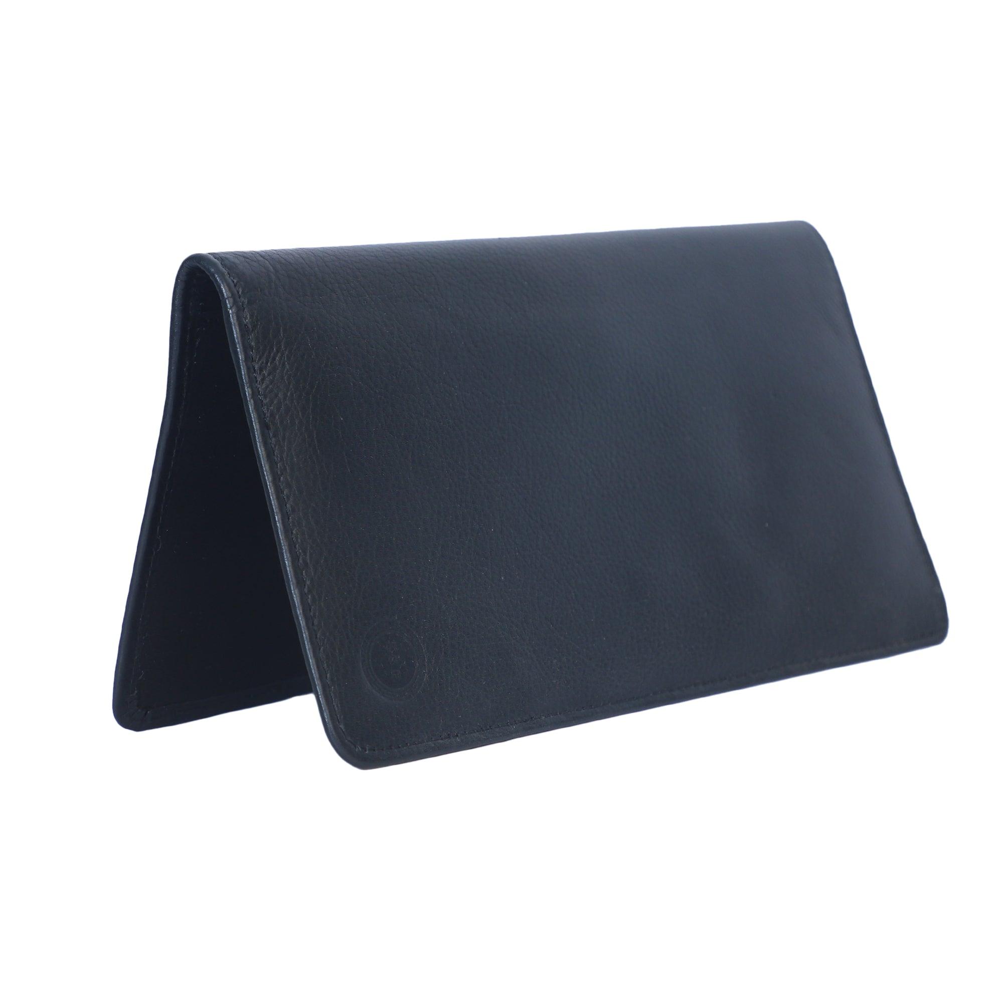 Cheque Book with Pen Holder Nappa- BLACK - Leather Shop Factory