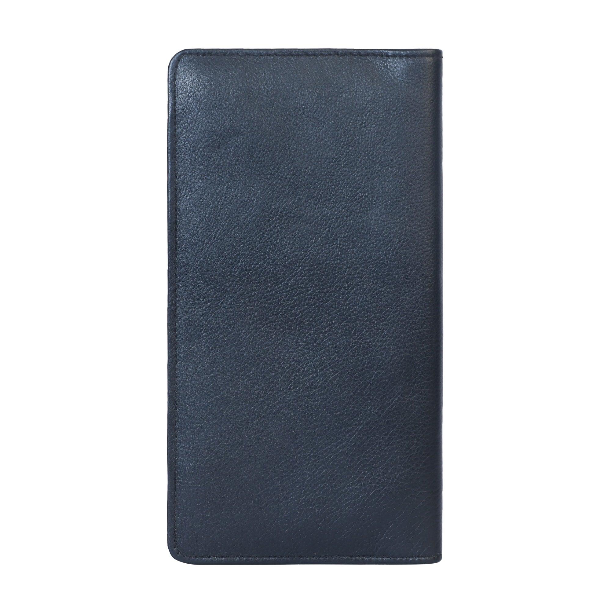 Cheque Book with Pen Holder Nappa- BLACK - Leather Shop Factory