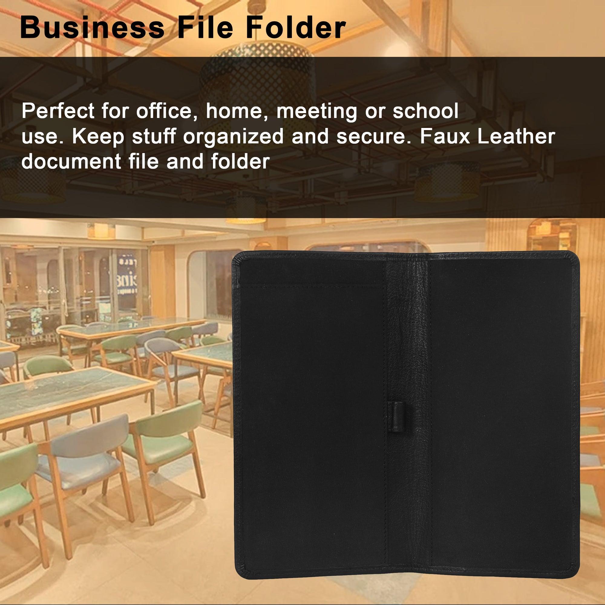 Cheque Book with Pen Holder Nappa- BLACK - Leather Shop Factory