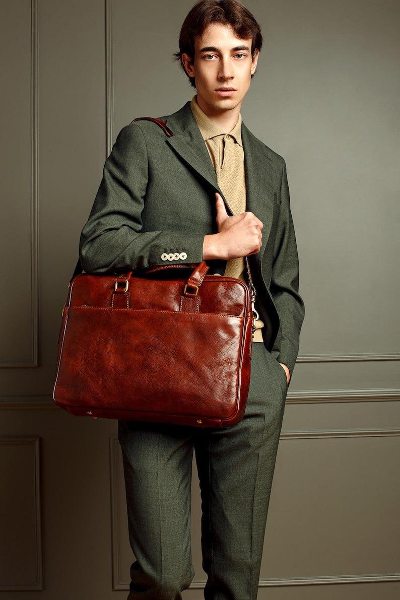Luxe Business Briefcase - Leather Shop Factory