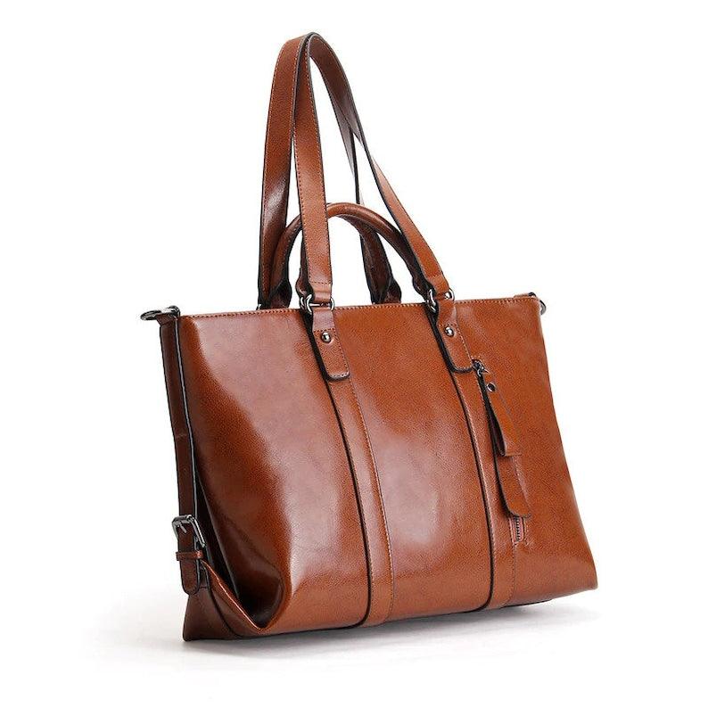 Ladies Messenger Bag Real Brown Leather - Leather Shop Factory